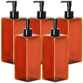 Youngever 5 Pack 16 Ounce Plastic Pump Bottles, Refillable Square Plastic Pump Bottles for Dispensing Lotions, Shampoos and More