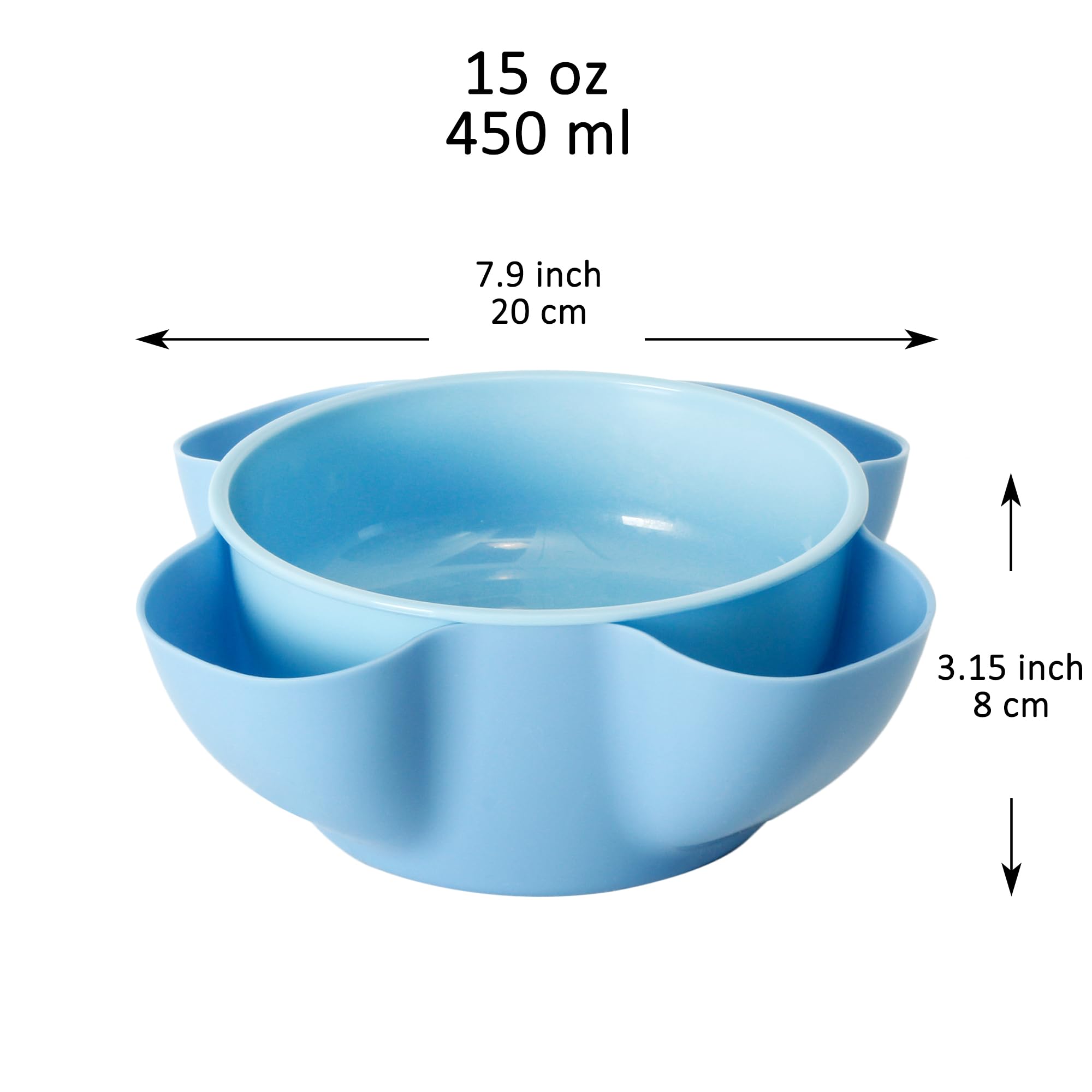 Youngever 2 Pack Plastic Nut Bowls, Double Dish Snack Serving Bowls, 8 Inch Pistachio Bowl, Nuts Serving Bowl for Peanuts, Pistachio, Edamame, Fruit