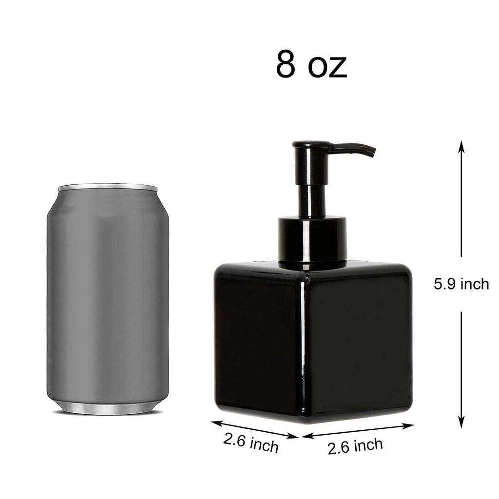 Youngever 5 Pack Black Plastic Square Pump Bottles, Refillable Plastic Pump Bottles for Dispensing Lotions, Shampoos and More