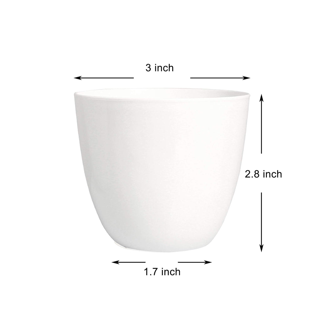 Youngever 10 Pack 3 Inch Mini Plastic Planters Indoor Flower Plant Pots, White Gardening Pot with Drainage for All House Plants, Flowers, Herbs, Succulents, NO Plant Included