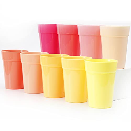 Youngever 18 Pack 12 Ounce Plastic Kids Juice Tumblers, Unbreakable Drinking Glasses, Plastic Cups, Reusable | Stackable | NO BPA | Top-rack Dishwasher Safe