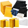 Youngever 120 Pcs Mailing Envelopes and Poly Mailers, Yellow Bubble Mailers, Durable Kraft Envelopes, White envelopes, Waterproof Self-Sealing Shipping Bags