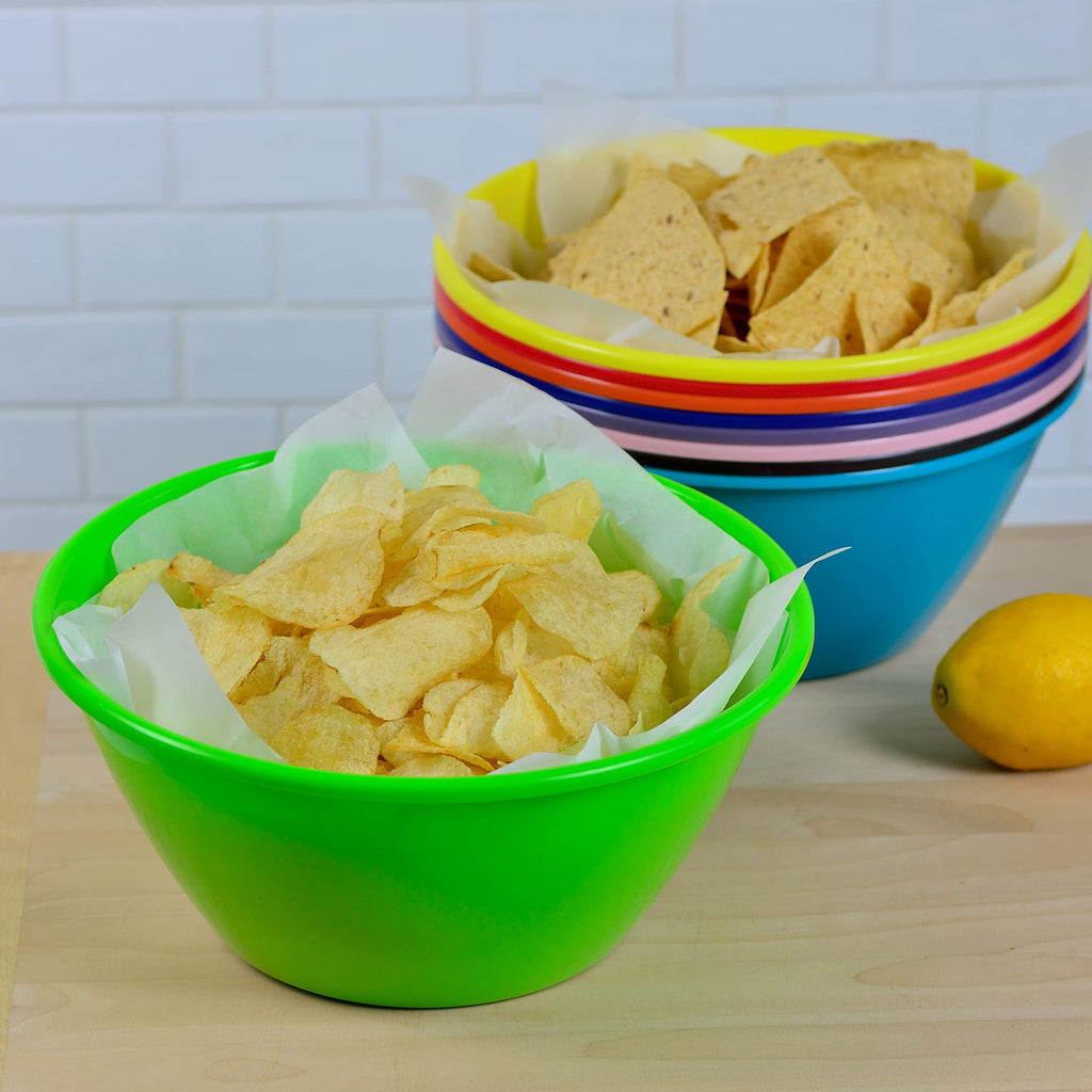 Youngever 11 inch 120 Ounce Plastic Mixing and Serving Bowls, Large Popcorn Bowls, Salad Bowls, Chip and Dip Serving Bowls, Set of 9