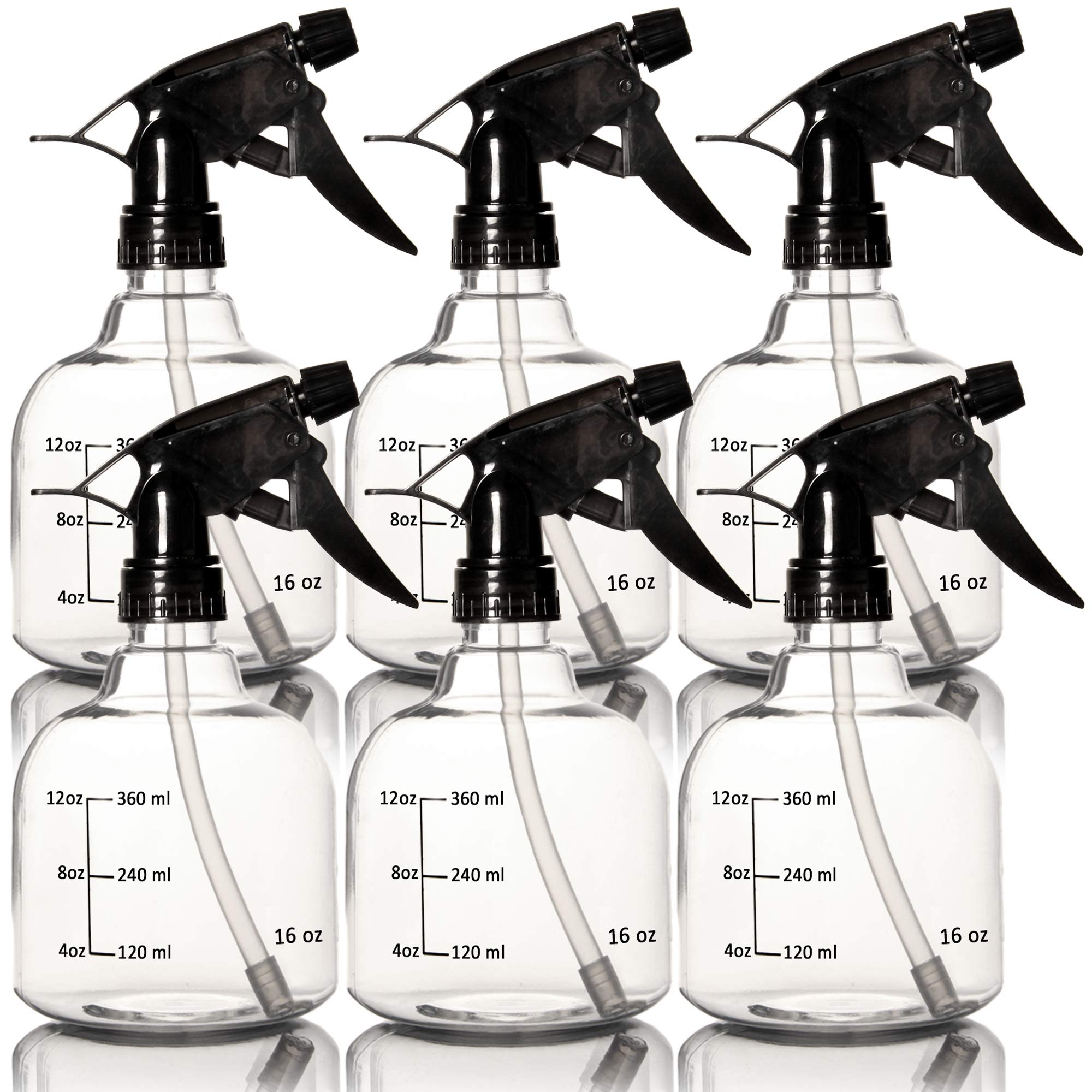 Youngever 6 Pack 16 Ounce Empty Plastic Spray Bottles, Spray Bottles for Hair and Cleaning Solutions