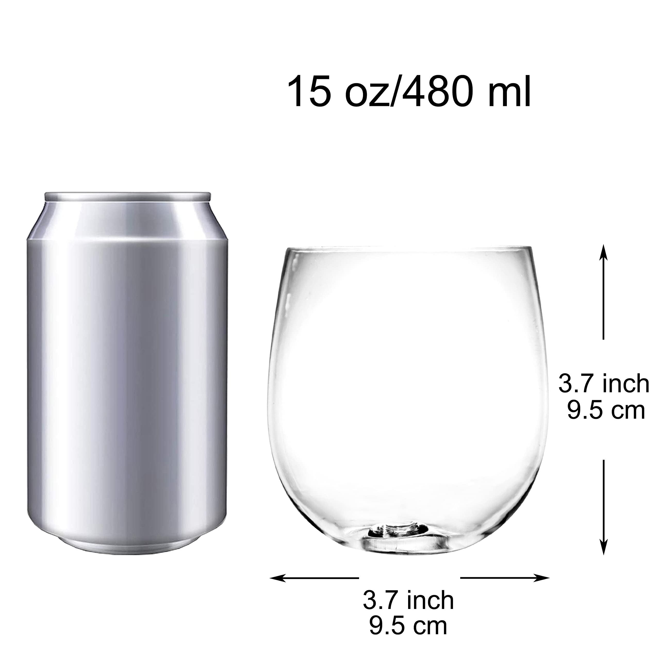 Youngever 9 Pack Plastic Red Wine Glasses, 15 Ounce Shatterproof Wine Glasses
