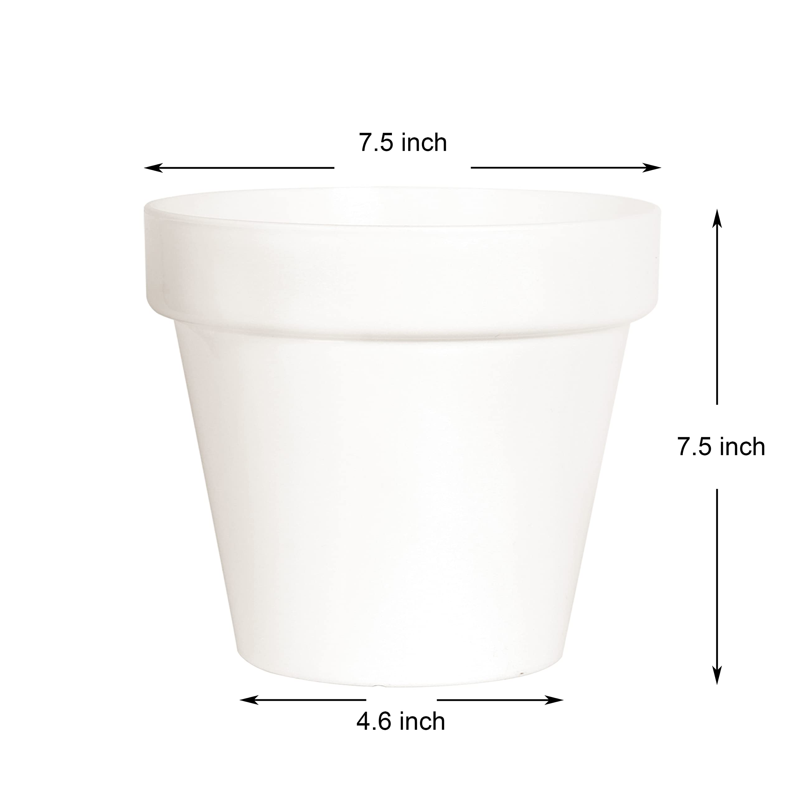 Youngever 6 Pack 7.5 Inch Plastic Planters Indoor Flower Plant Pots, Modern Decorative Gardening Pot with Drainage for All House Plants, Flowers, Herbs