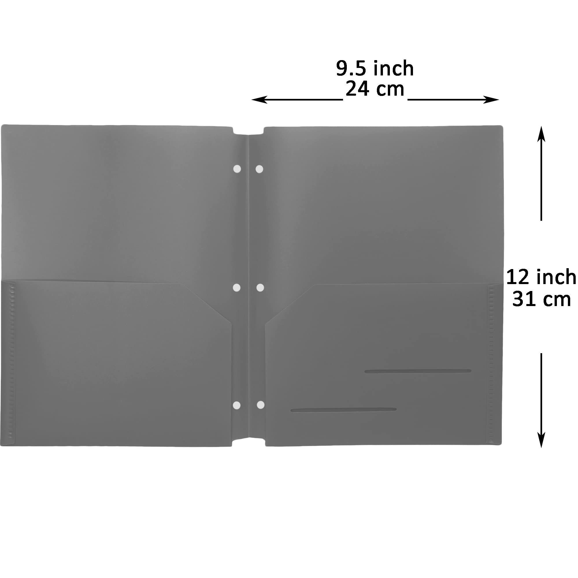 Youngever 6 Pack Heavy Duty Plastic Two Pocket Folders, Binder Dividers with Pocket, 3 Hole Punch Folder with Notches, Binder Folders