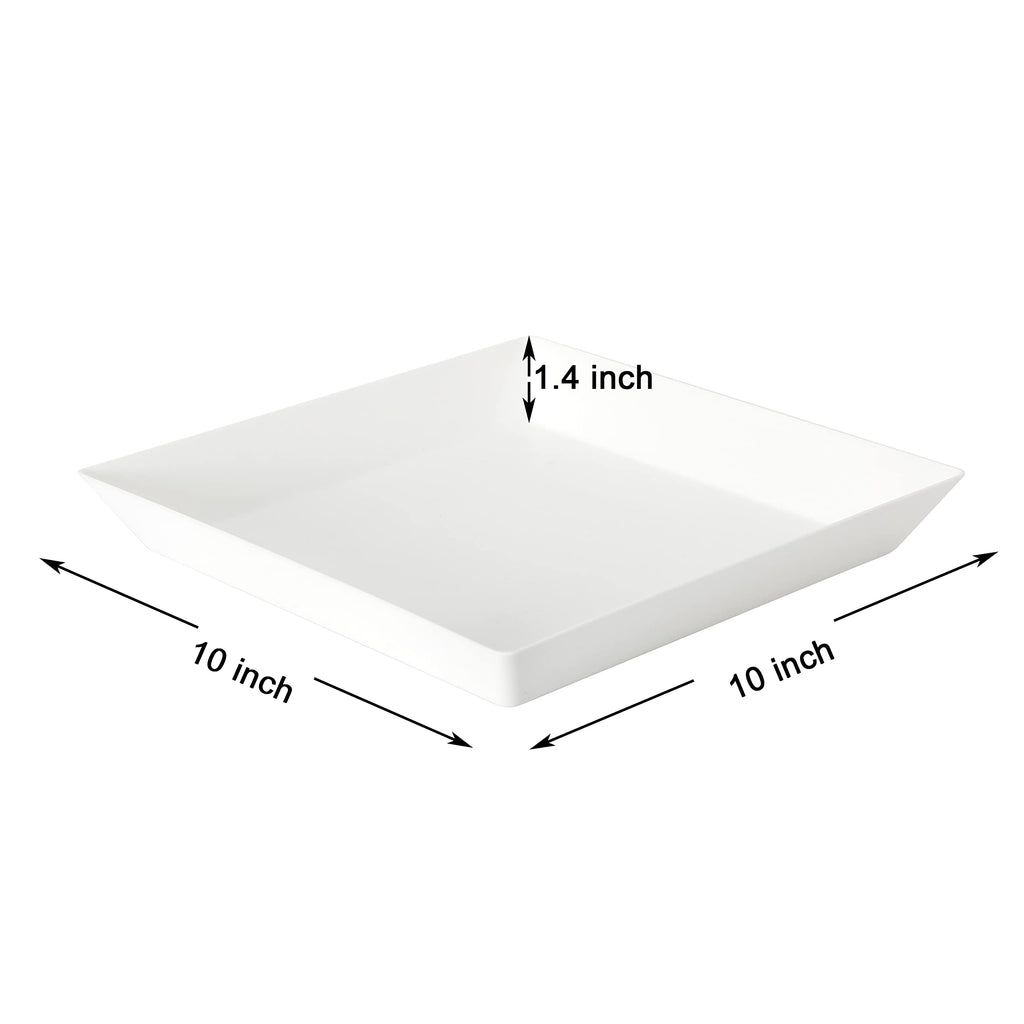 Youngever 3 Pack Plastic Serving Trays, Square Serving Platter for Parties, 10 inch x 10 inch (White)