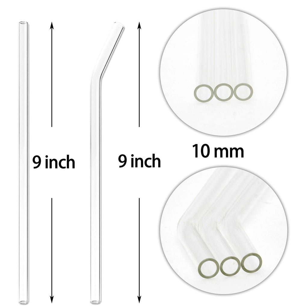 Youngever Reusable Glass Straws Assortment, 9 inches, Eco Friendly with Brush