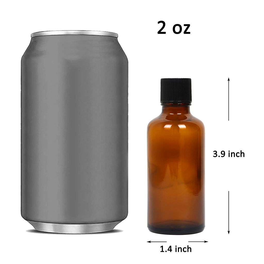 Youngever 16 Pack Amber Glass Bottles with Lids, Refillable Container for Essential Oils, Vanilla Extract and more