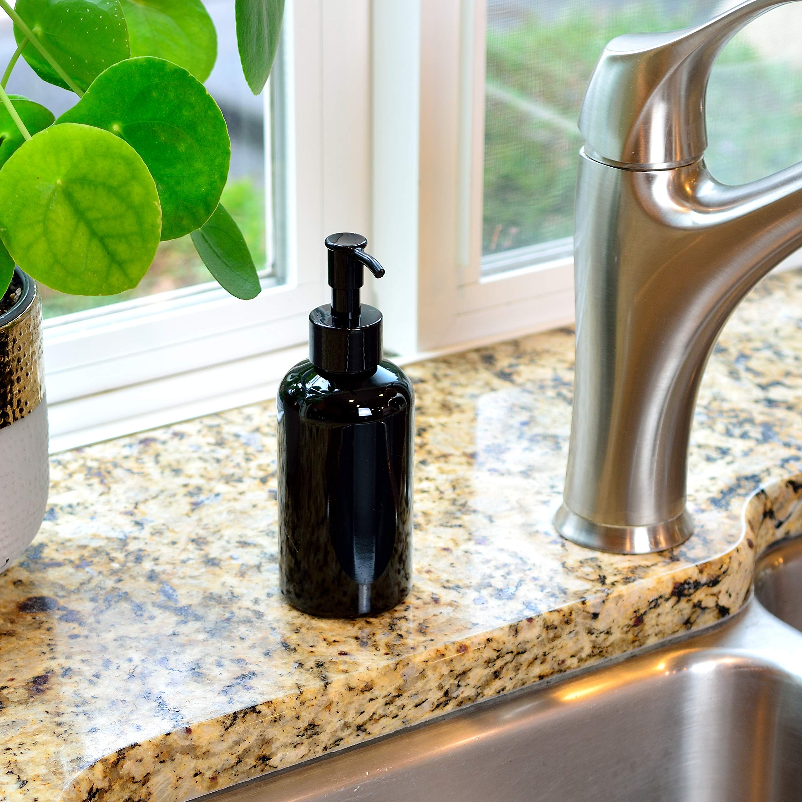 Youngever 6 Pack Plastic Pump Bottles 8 Ounce, Refillable Plastic Pump Bottles with Travel Lock