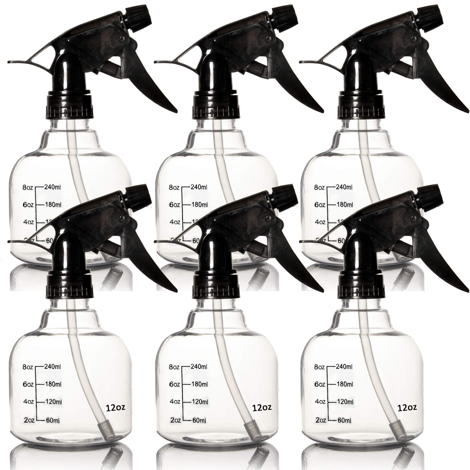 Youngever 6 Pack Empty Plastic Spray Bottles, Spray Bottles for Hair and Cleaning Solutions in 3 Colors