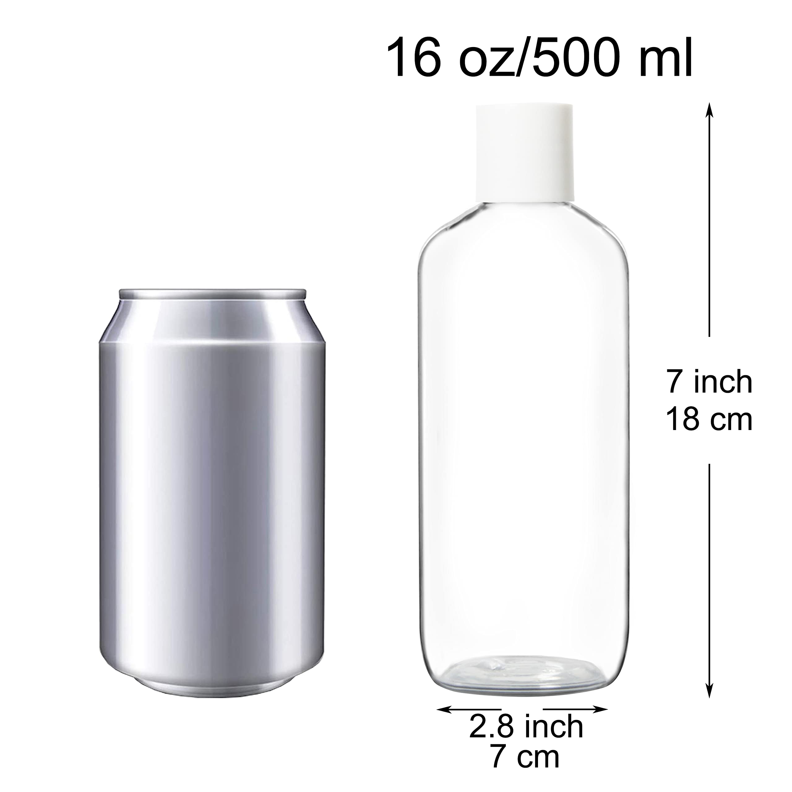 Youngever 6 Pack 16 Ounce Empty Squeeze Containers with Disc Cap, Plastic Bottles with Disc Top Flip Cap, Refillable Cosmetic Bottles, Squeeze Containers