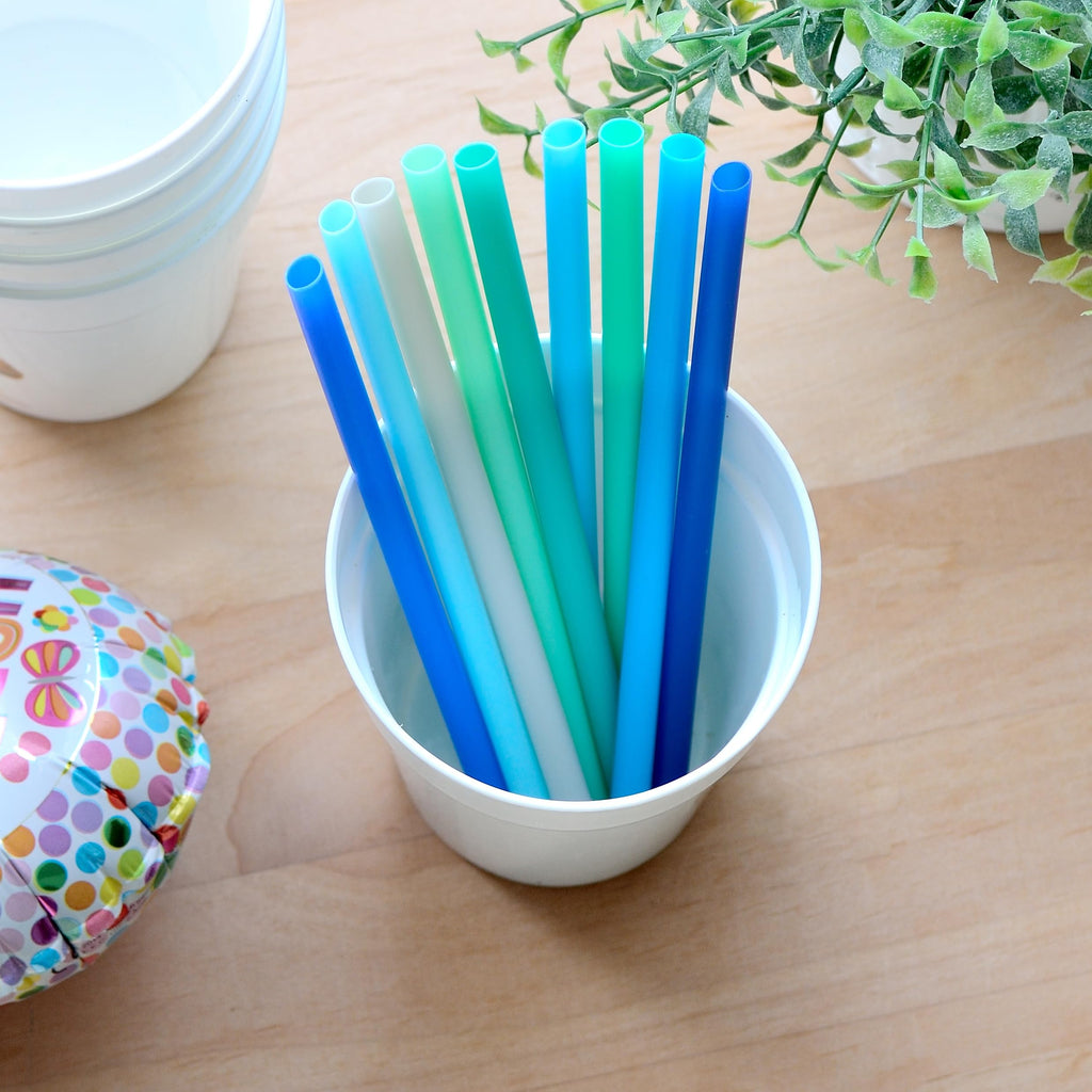 Youngever 9 Pack Reusable Plastic Straws, 7 inch Flexible Plastic Drinking Straws