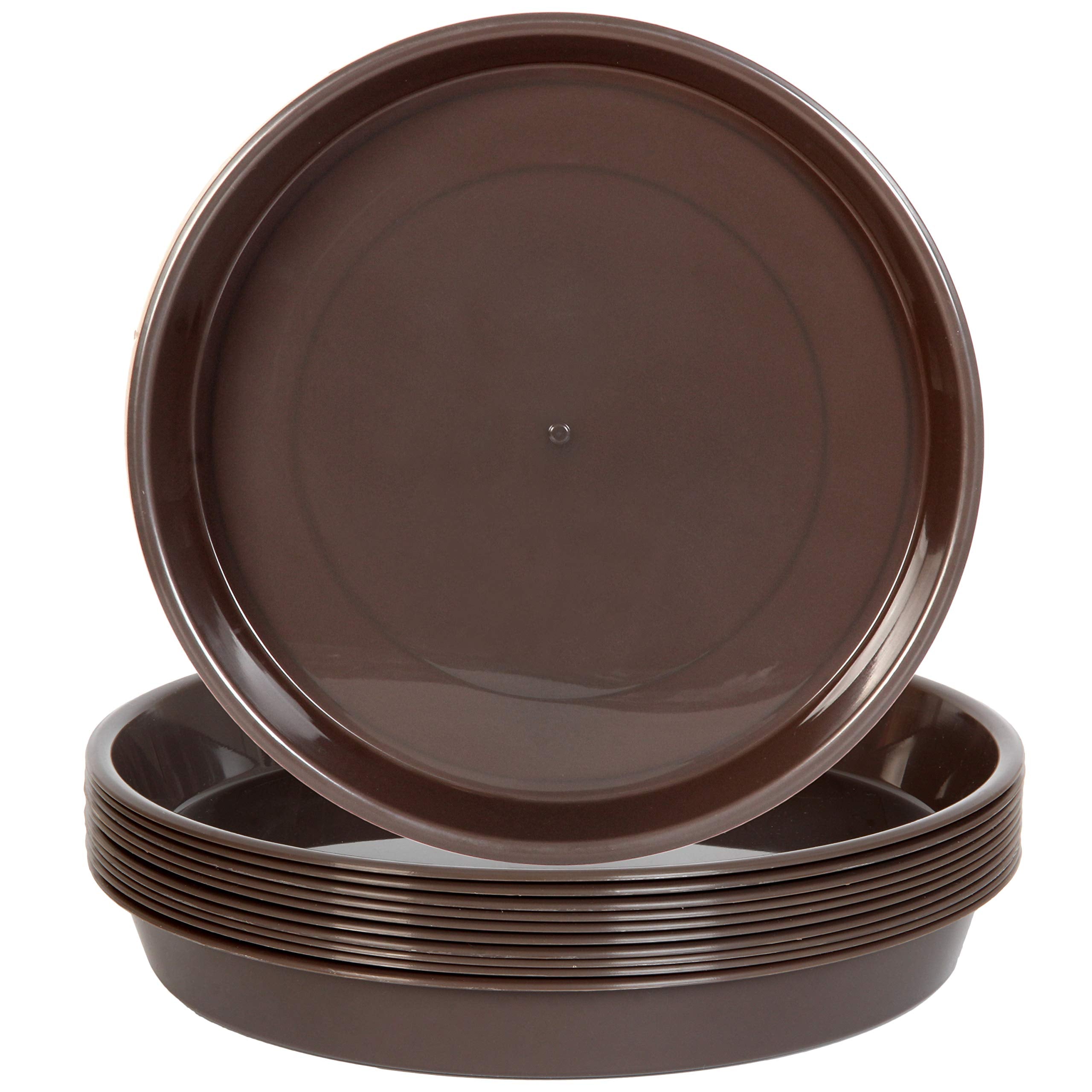 Youngever 10 Pack 10 Inch Plastic Plant Saucers, Thick and Heavy Duty Plastic Saucer Flowerpot Trays, Excellent for Indoor and Outdoor Plants