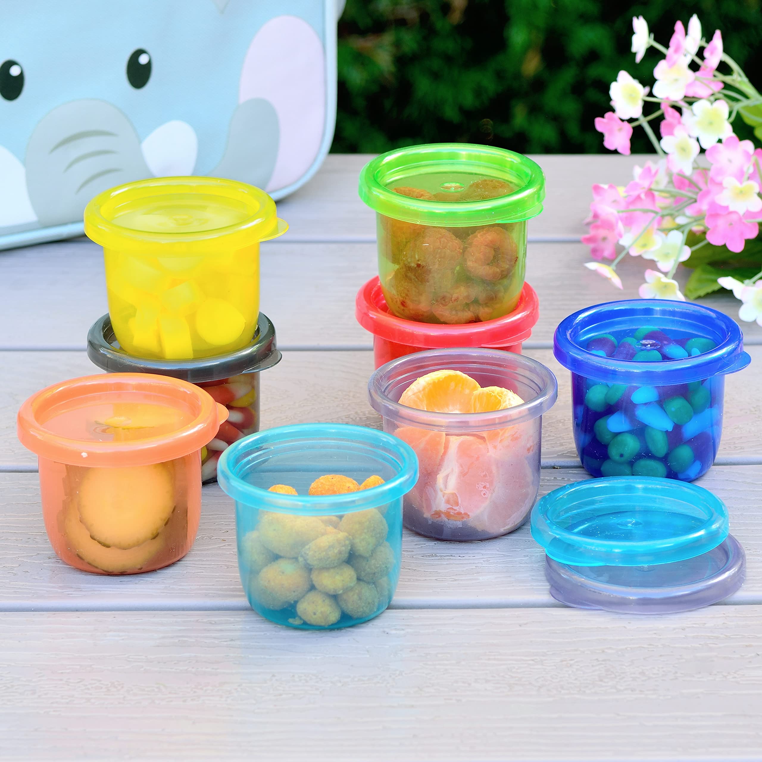 Youngever 9 Pack Snack and Meal Prep Containers, Small Food Storage With Lids, Condiment Cups, Sauce and Dressing Containers