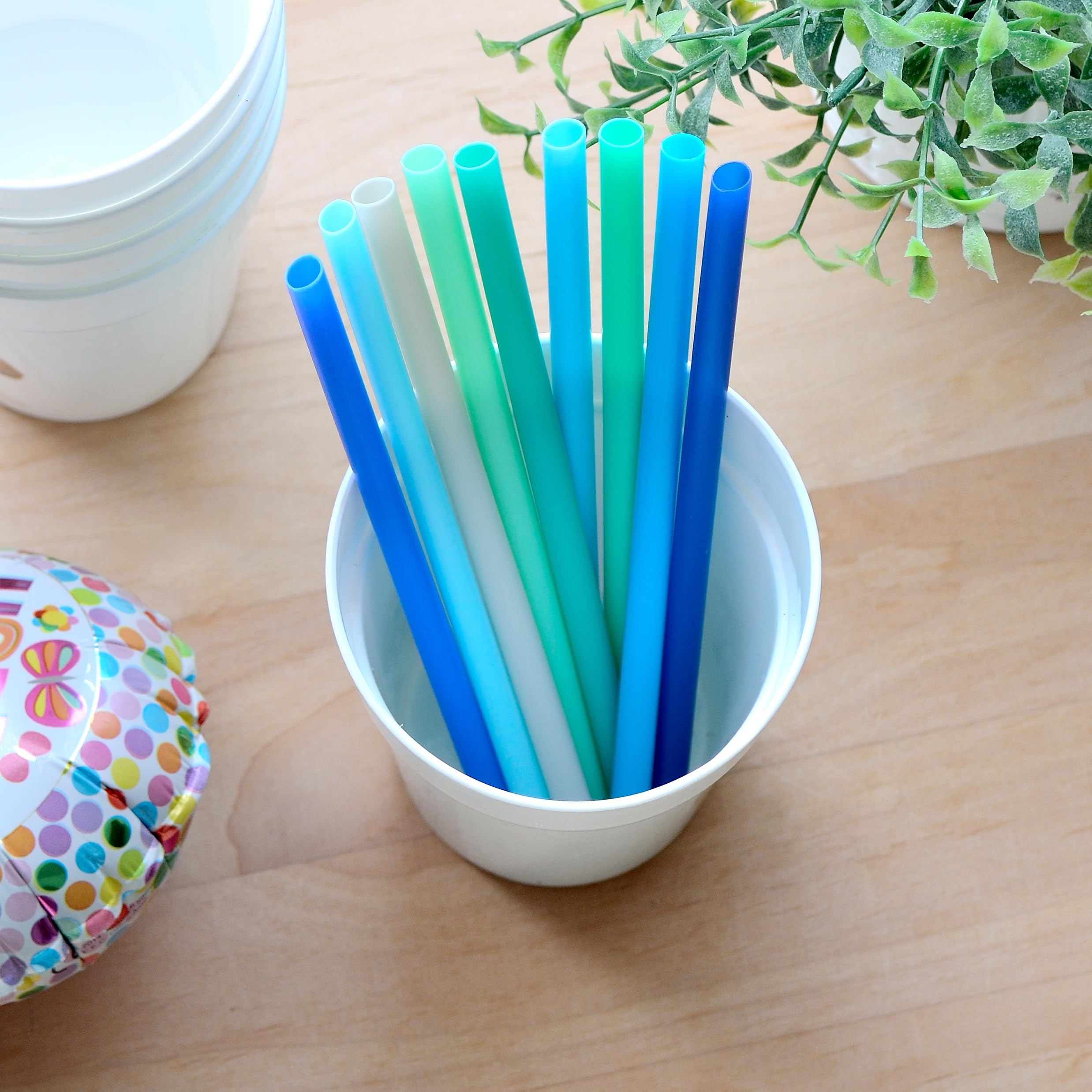 Youngever 9 Pack Reusable Plastic Straws, 7 inch Flexible Plastic Drinking Straws
