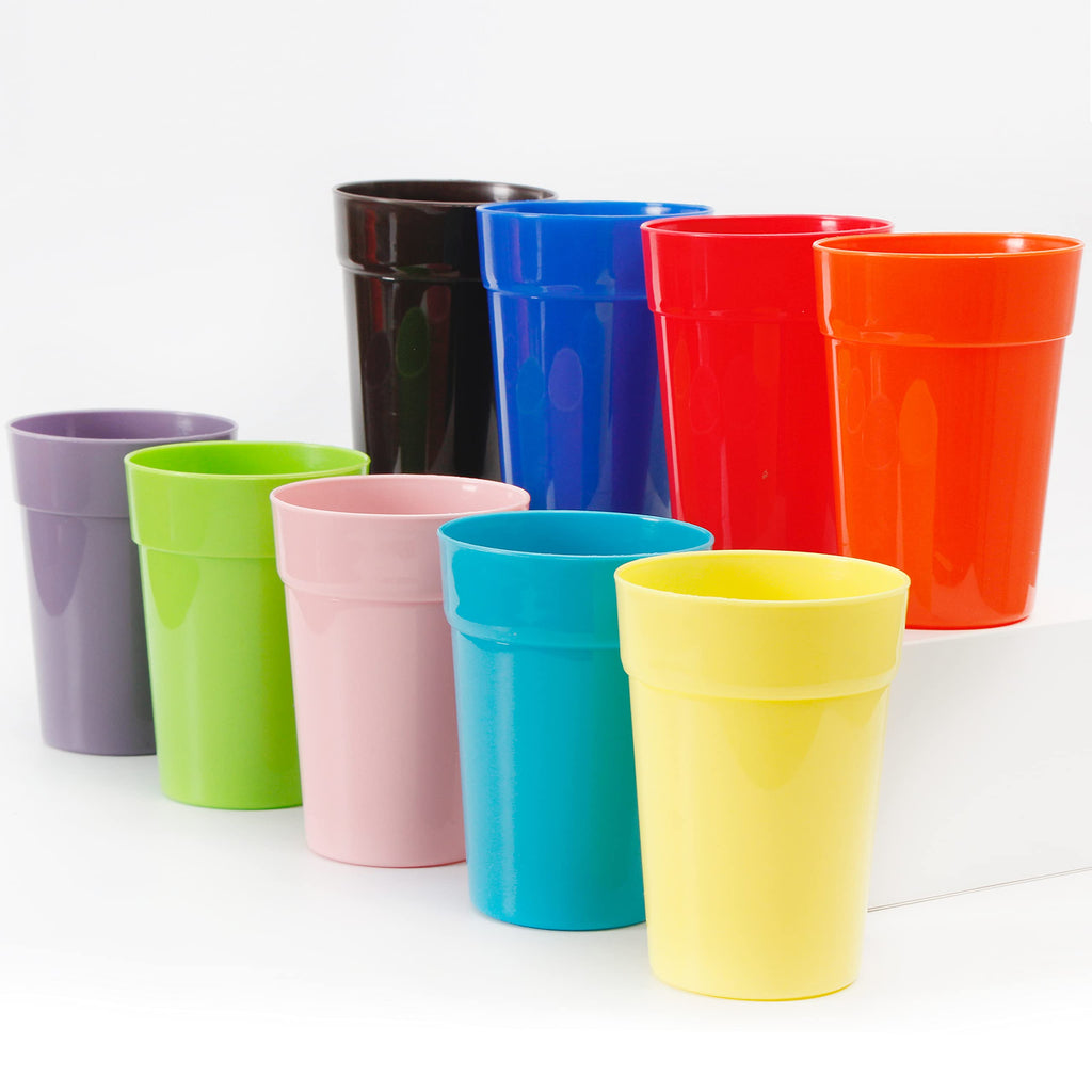 Youngever 18 Pack 12 Ounce Plastic Kids Juice Tumblers, Unbreakable Drinking Glasses, Plastic Cups, Reusable | Stackable | NO BPA | Top-rack Dishwasher Safe