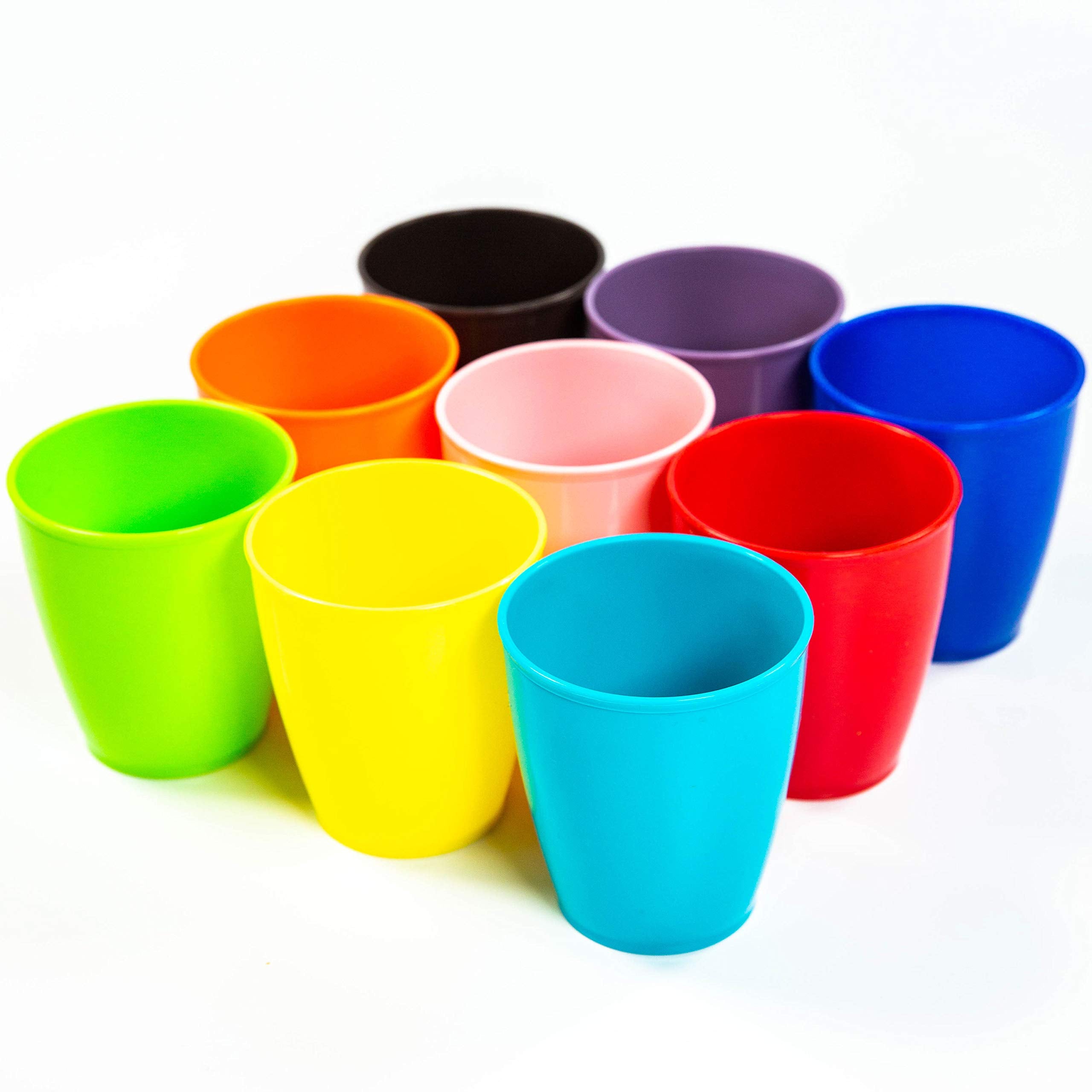 Youngever 240ml Kids Cups, 9 Pack Kids Plastic Cups In 9 Assorted Colors, 240ml Kids Drinking Cups, Unbreakable Toddler Cups