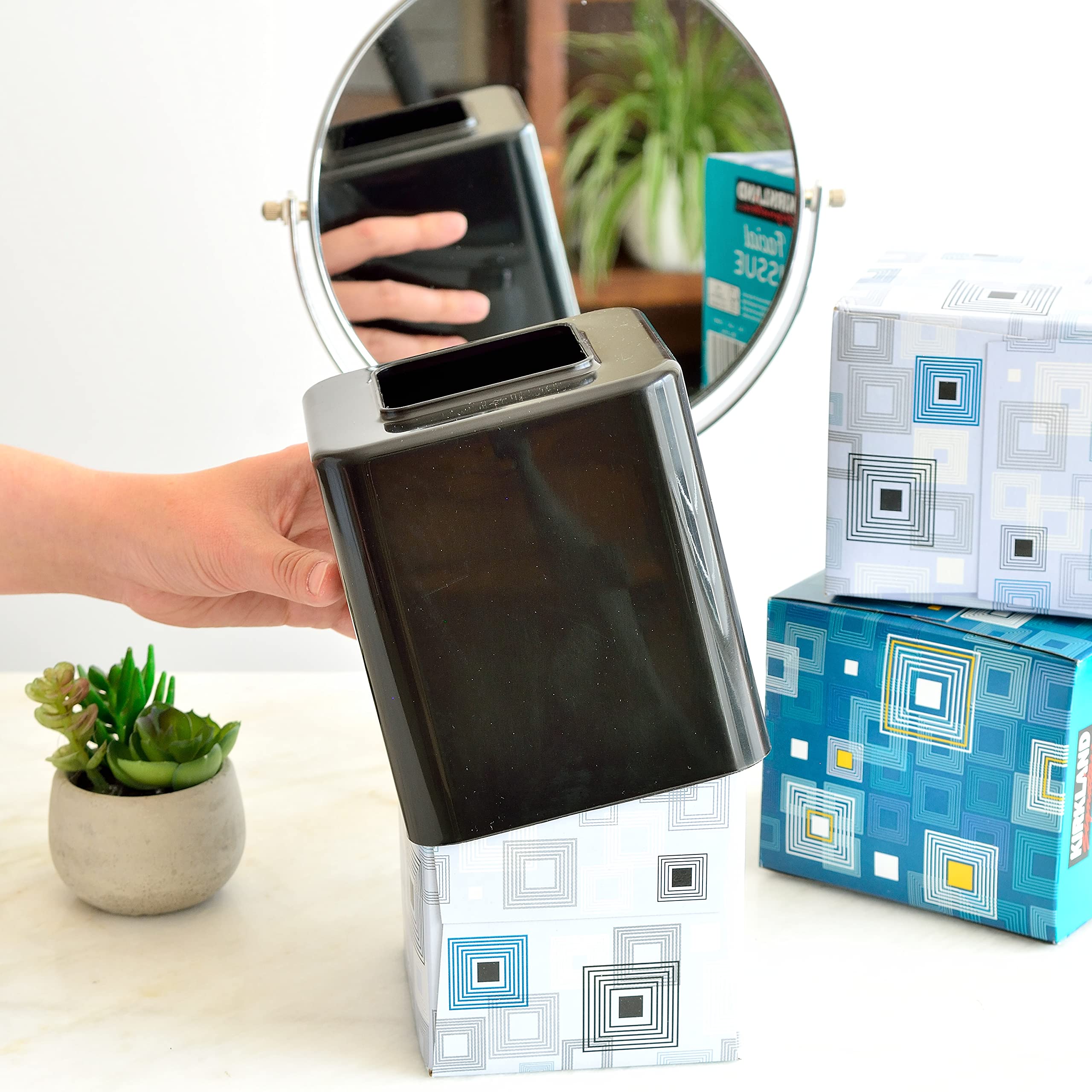 Youngever 2 Pack Tissue Box Covers, Plastic Square Tissue Box Holders, Square Napkin Box Holders