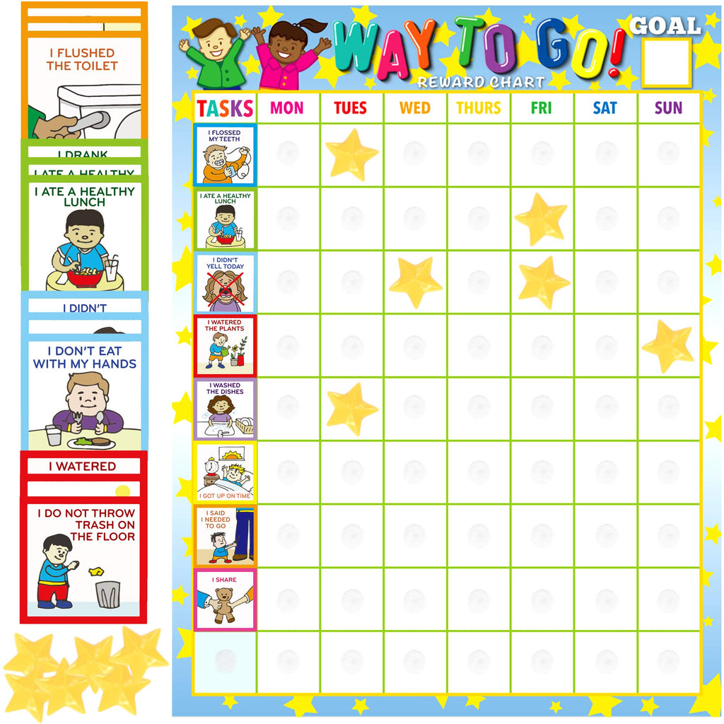 Youngever Reward Chart, Responsibility Chart, Magnetic Chore Chart, Way to Go Behavior Chart for Kids with 75 Behavioral Chores, 17.5 x 13.5 Inch