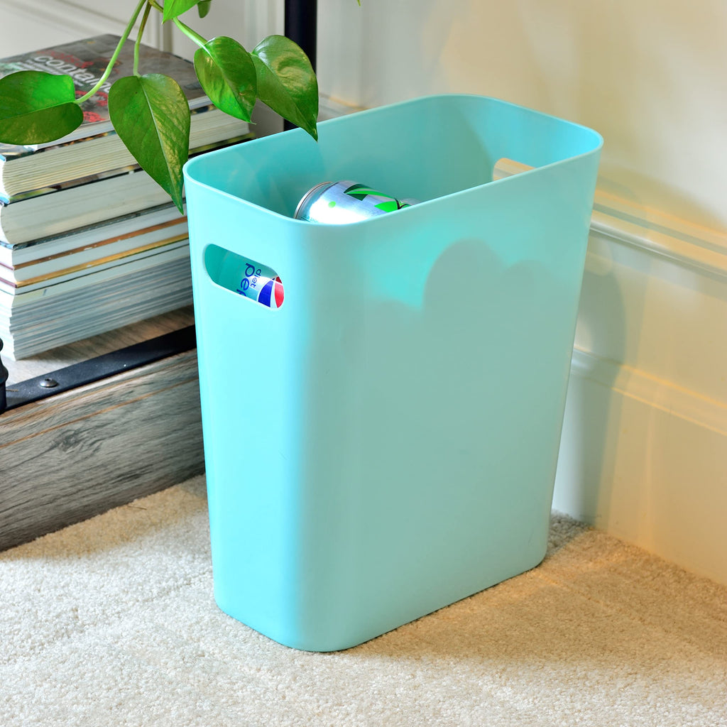 Youngever 2 Pack 3 Gallon Slim Trash Can, Plastic Garbage Container Bin, Trash Bin with Handles for Home Office, Living Room, Study Room, Kitchen, Bathroom