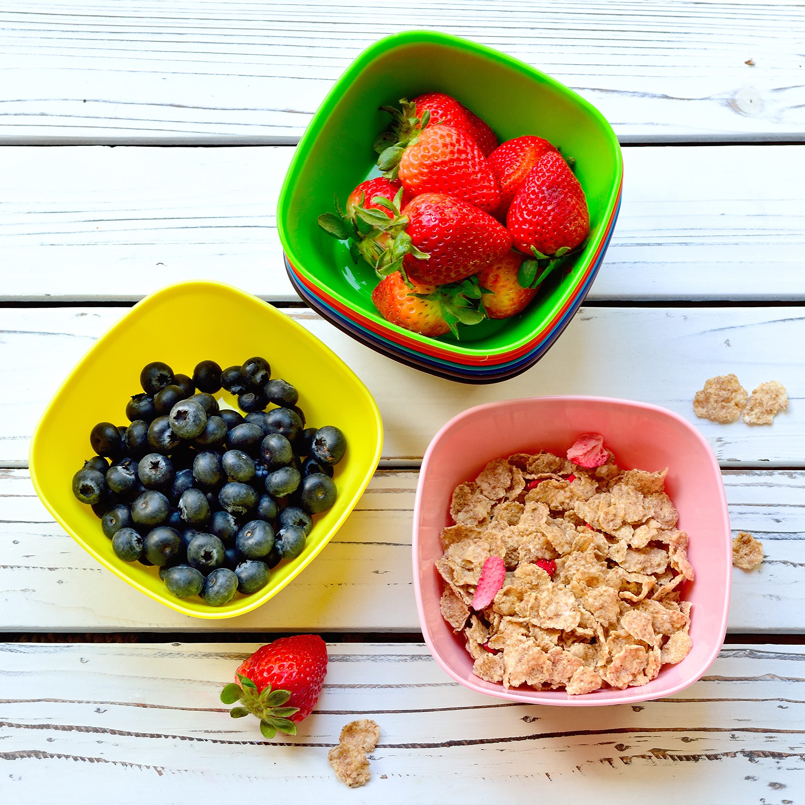 Youngever 9 Pack 12 Ounce Plastic Bowls for Snacks and Kids - Set of 9 Rainbow Colors