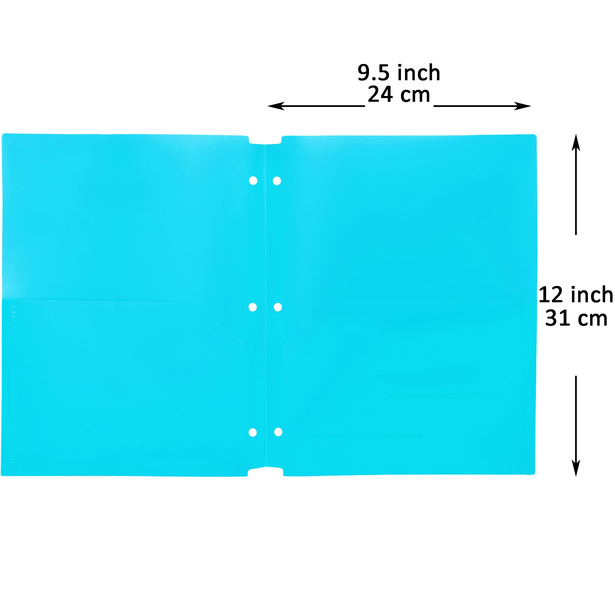Youngever 6 Pack Heavy Duty Plastic Two Pocket Folders, Binder Dividers with Pocket, 3 Hole Punch Folder with Notches, Binder Folders