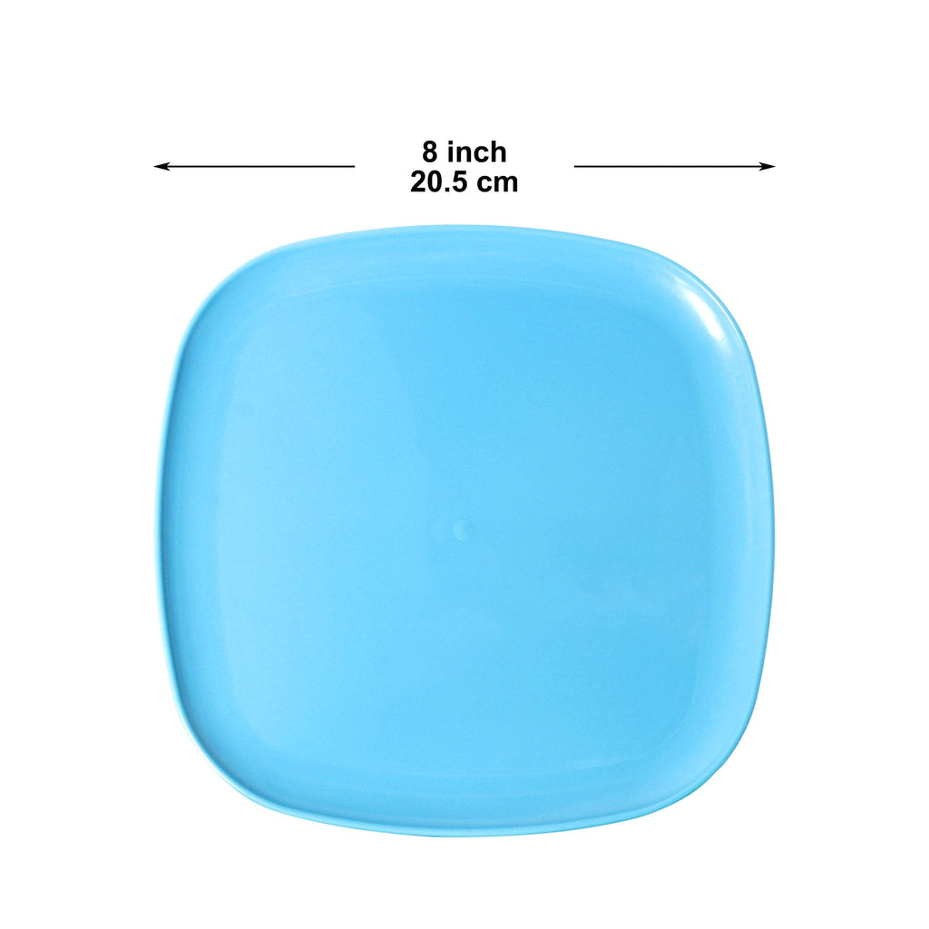 Youngever 9 Pack 8 Inch Plastic Plates, Large Square Plates, Dinner Plates, Set of 9 (9 Rainbow Colors)