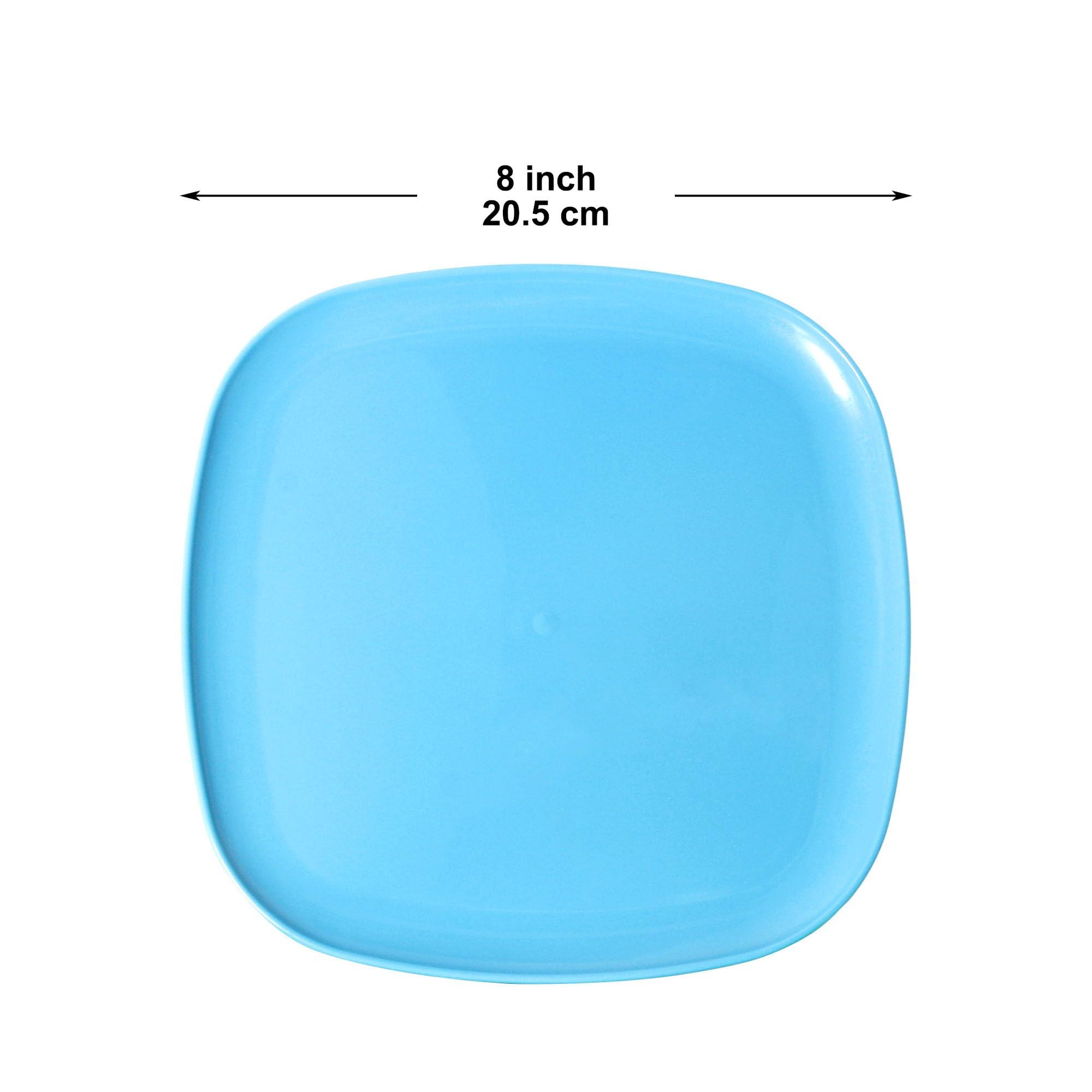 Youngever 9 Pack 8 Inch Plastic Plates, Large Square Plates, Dinner Plates, Set of 9 (9 Rainbow Colors)