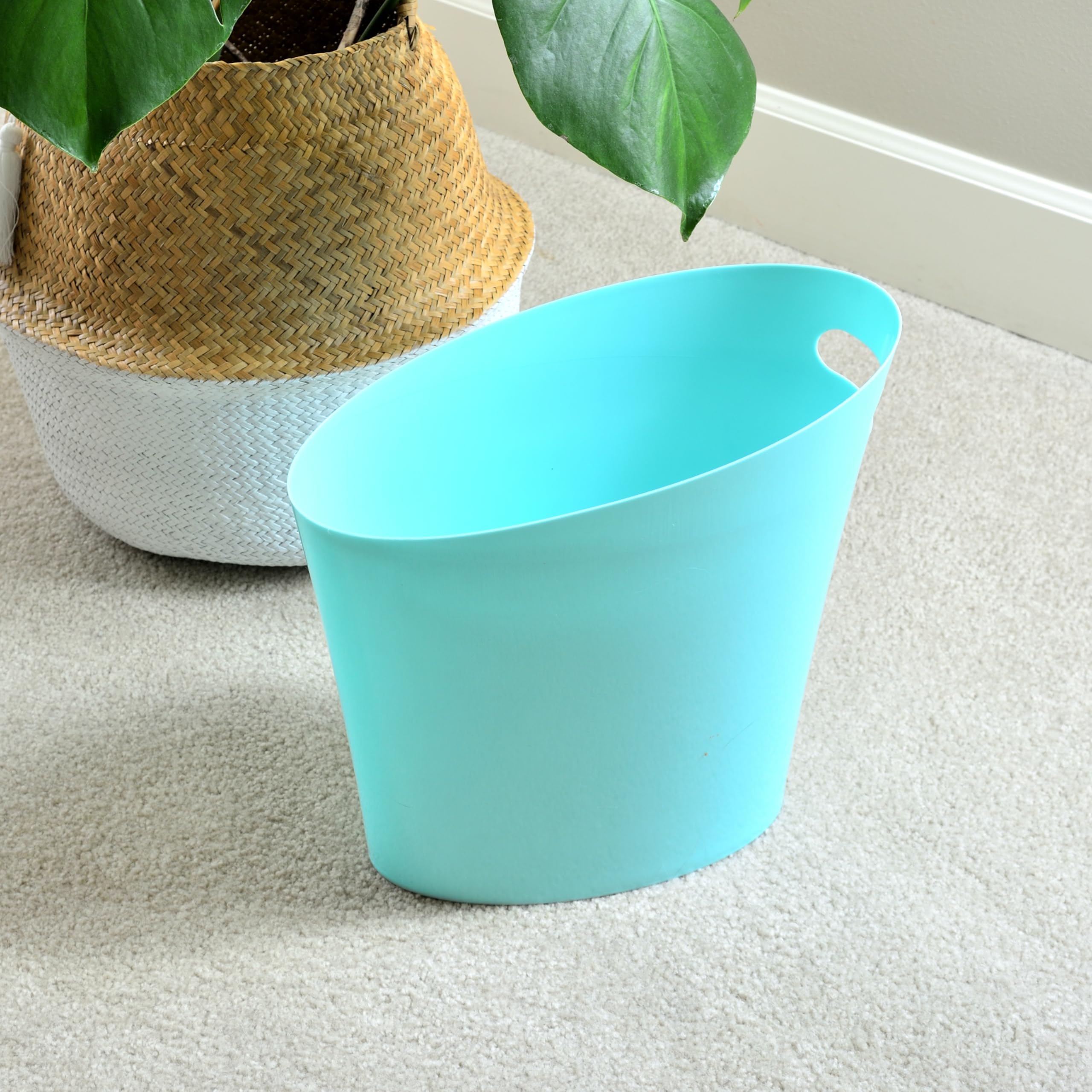 Youngever 2 Gallon Slim Trash Can, Plastic Garbage Container Bin, Small Trash Bin with Handles for Home Office, Living Room, Study Room, Kitchen, Bathroom (2 Pack)