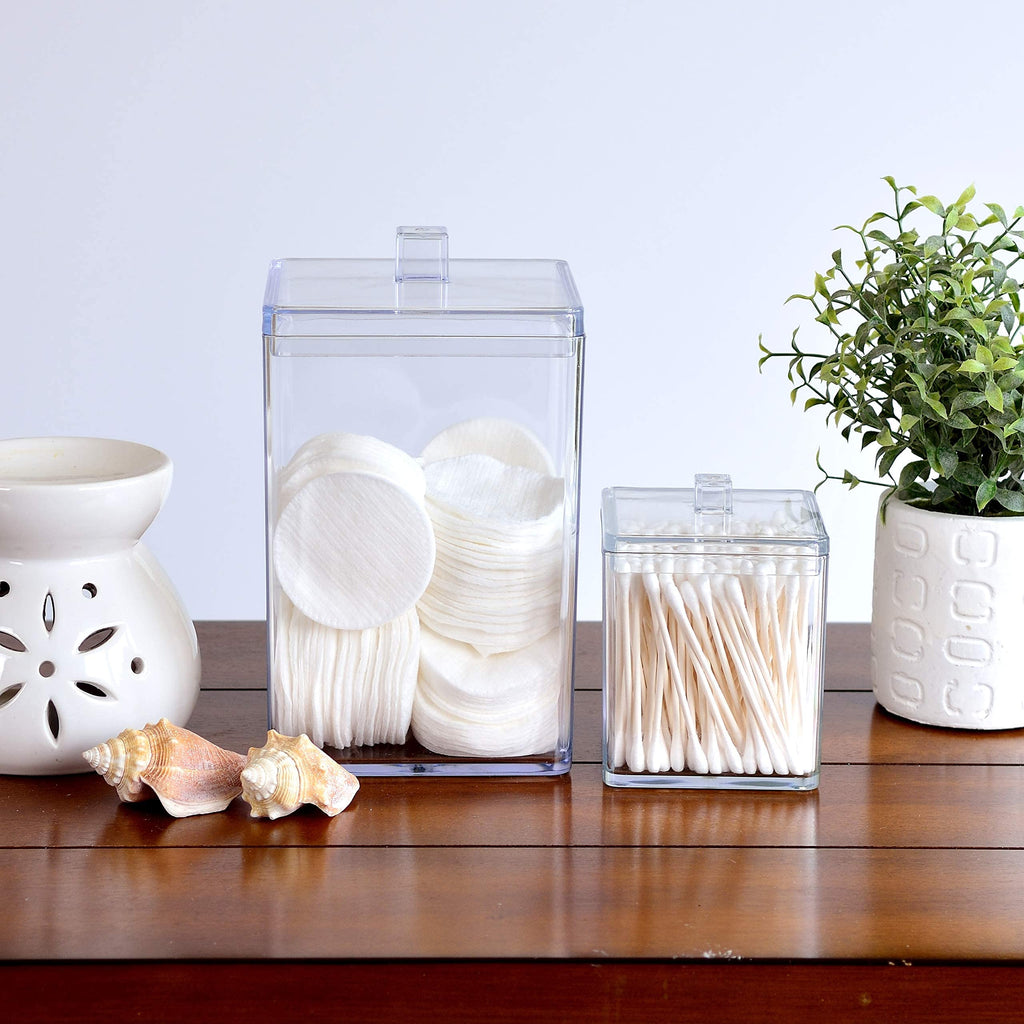 Youngever Clear Plastic Apothecary Jar, Square Shape