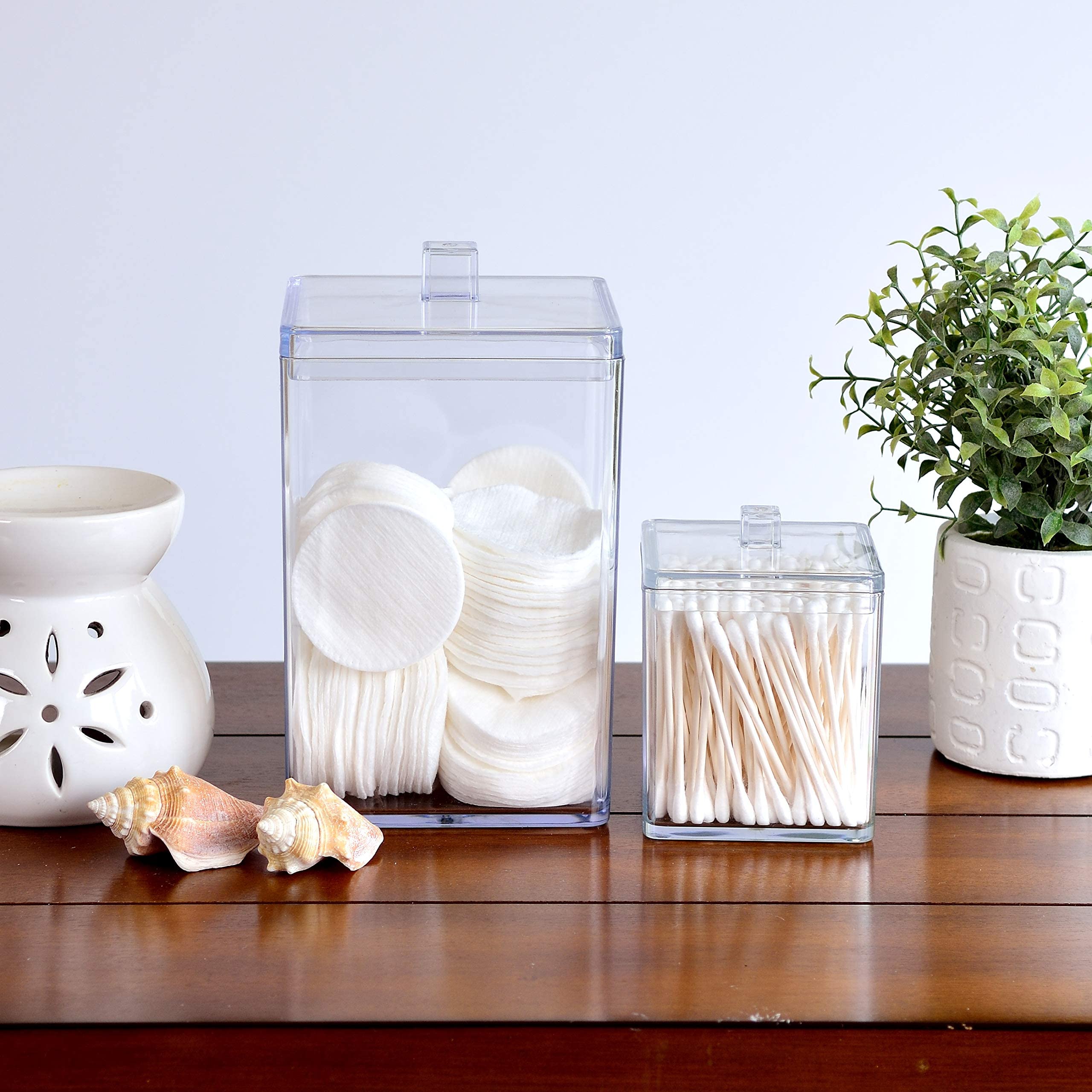 Youngever Clear Plastic Apothecary Jar, Square Shape