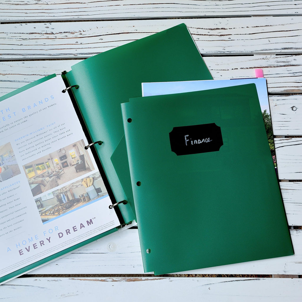 Youngever 6 Pack Heavy Duty Plastic Two Pocket Folders, Binder Dividers with Pocket, 3 Hole Punch Folder with Notches, Binder Folders