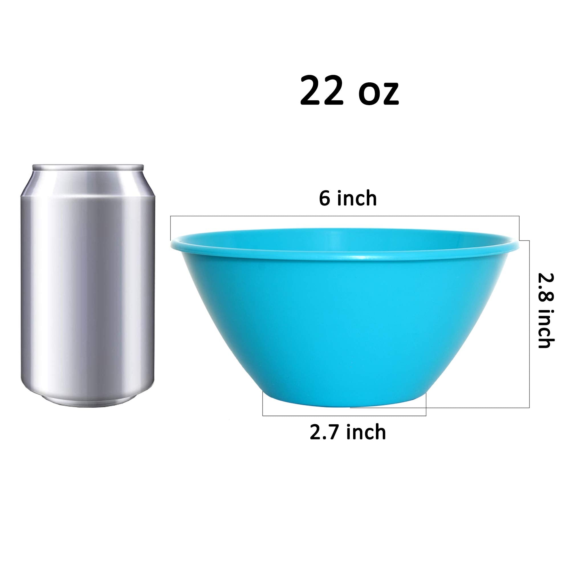 Youngever 9 Pack 650ml Re-usable Plastic Bowls, Cereal Bowls, Soup Bowls, Set of 9 in 9 Assorted Colors