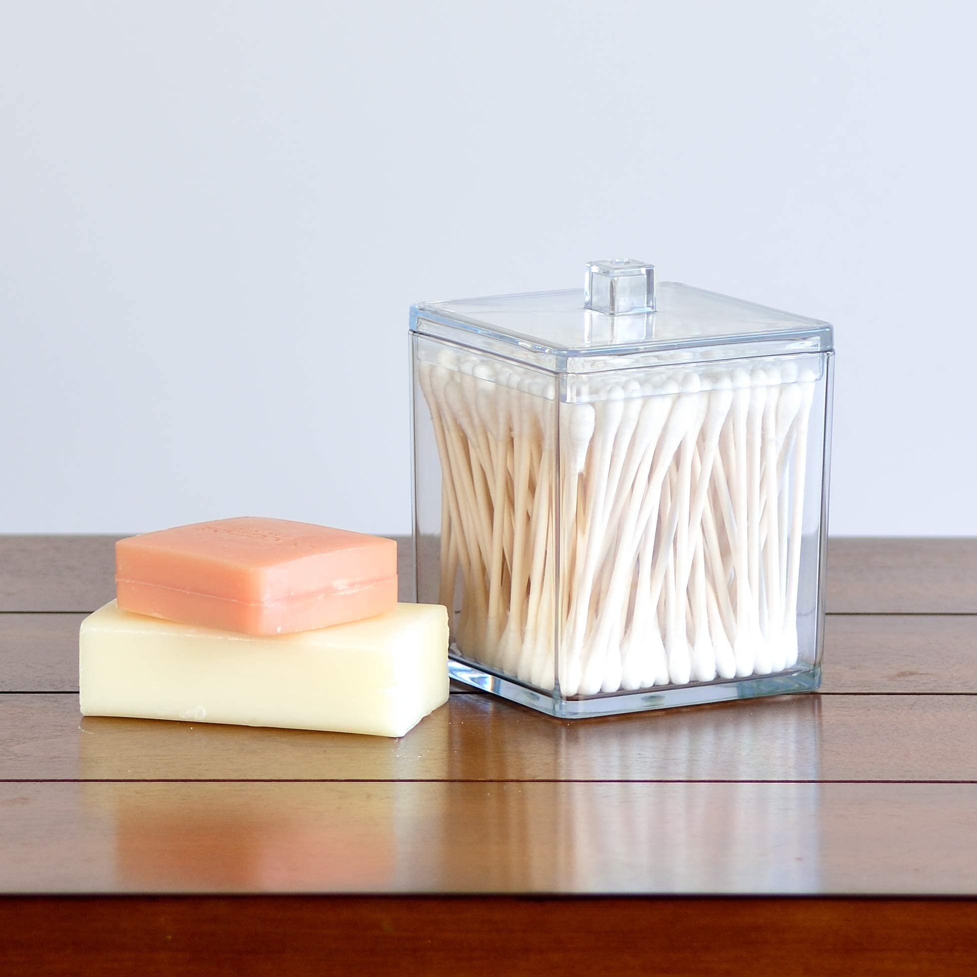 Youngever 2 Pack 15 Ounce Clear Plastic Apothecary Jars, Square Shape