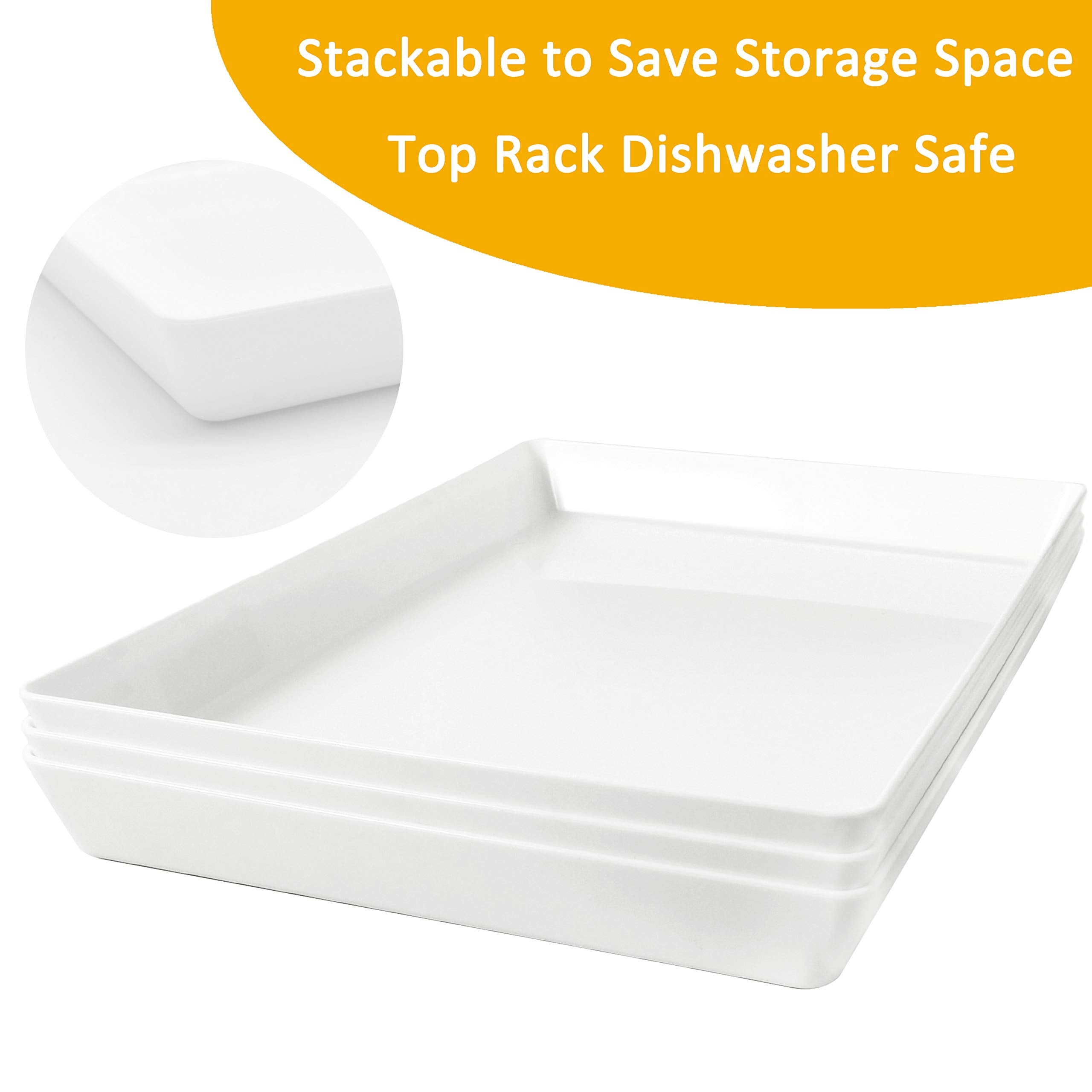 Youngever 3 Pack Plastic Serving Trays, Serving Platter for Parties, Sturdy ABS Material, 15 inch x 10 inch