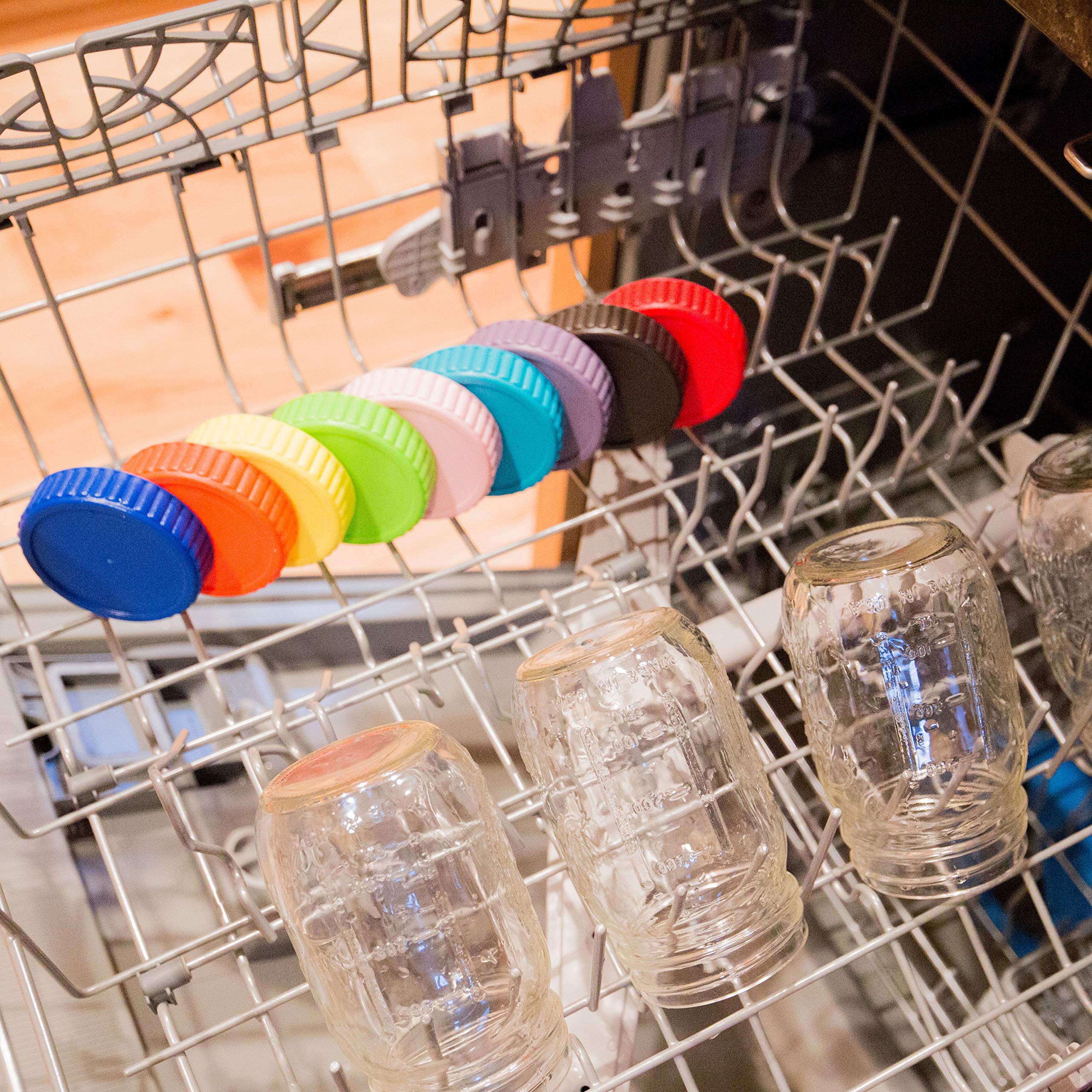 Youngever 27 Pack Plastic Mason Jar Lids with Airtight Ring for Regular Mouth Ball, Kerr and More, Food Grade Plastic Storage Caps for Mason, Canning Jars