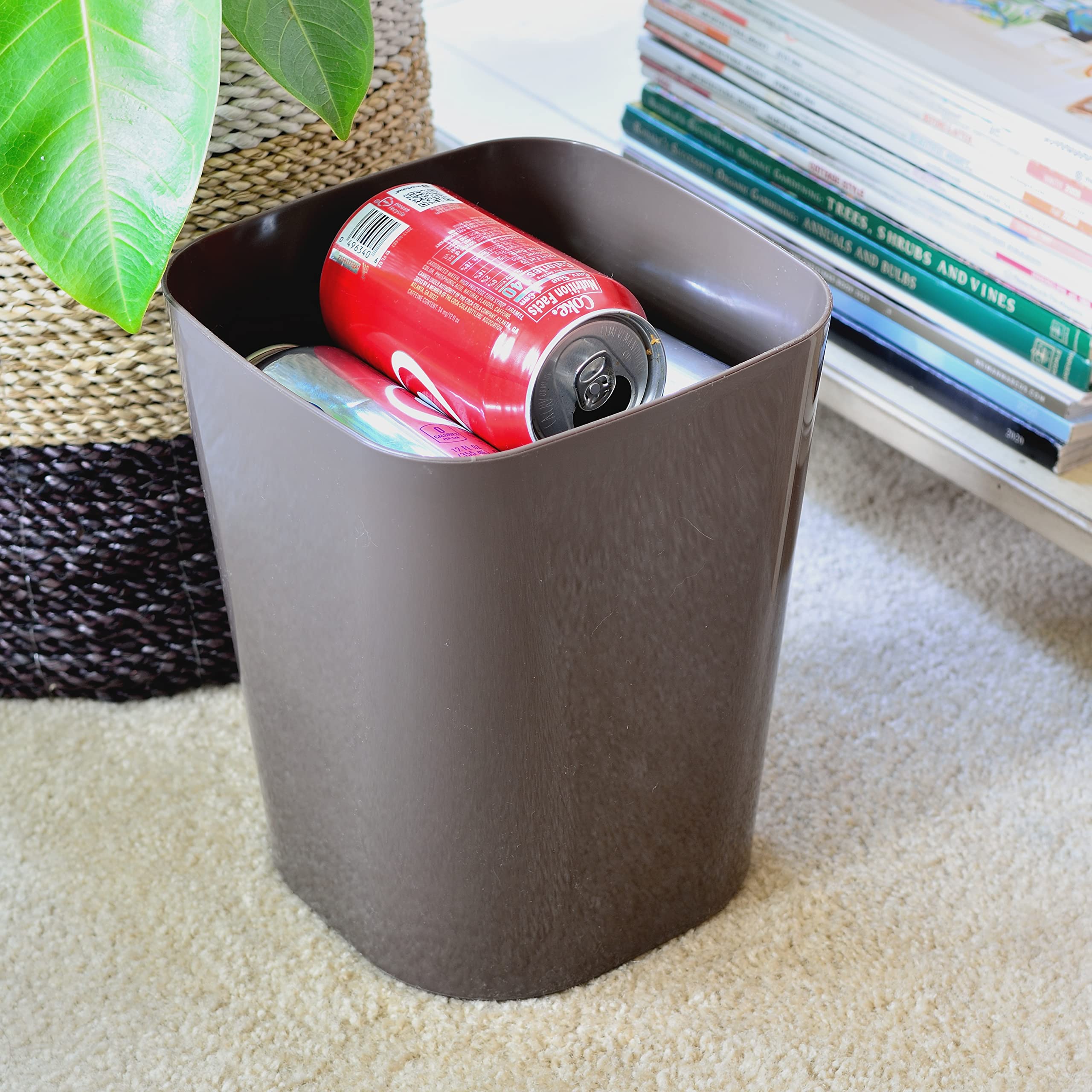 Youngever 2 Pack 1.5 Gallon Square Trash Can, Plastic Garbage Container Bin, Small Trash Bin for Home Office, Living Room, Study Room, Kitchen, Bathroom
