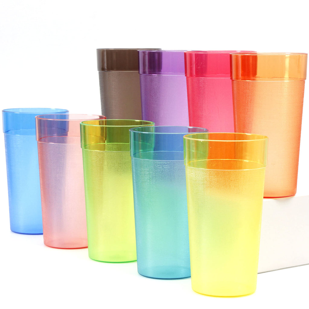 Youngever 18 Pack 20 Ounce Plastic Tumblers, Drinking Glasses, Restaurant-Quality Shatterproof Beverage Tumblers, 6 Colors, Reusable | Stackable | NO BPA | Top-rack Dishwasher Safe
