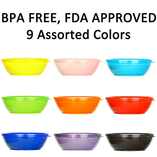 Youngever 18 Sets 8 ounce Kids Bowls with Lids (18 Bowls + 18 Lids), Small Food Storage Containers, Toddler Bowls with Lids, Set of 18 in 9 Assorted Colors