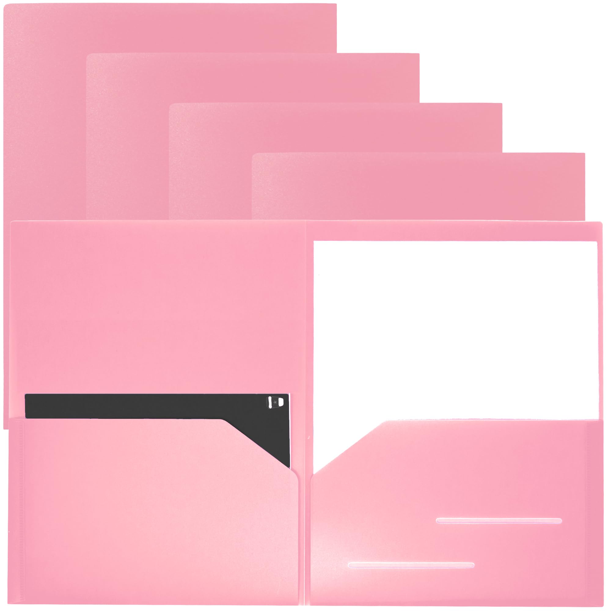 Youngever 6 Pack Heavy Duty Plastic Two Pocket Folders, Heavy Duty Plastic 2 Pocket Folder