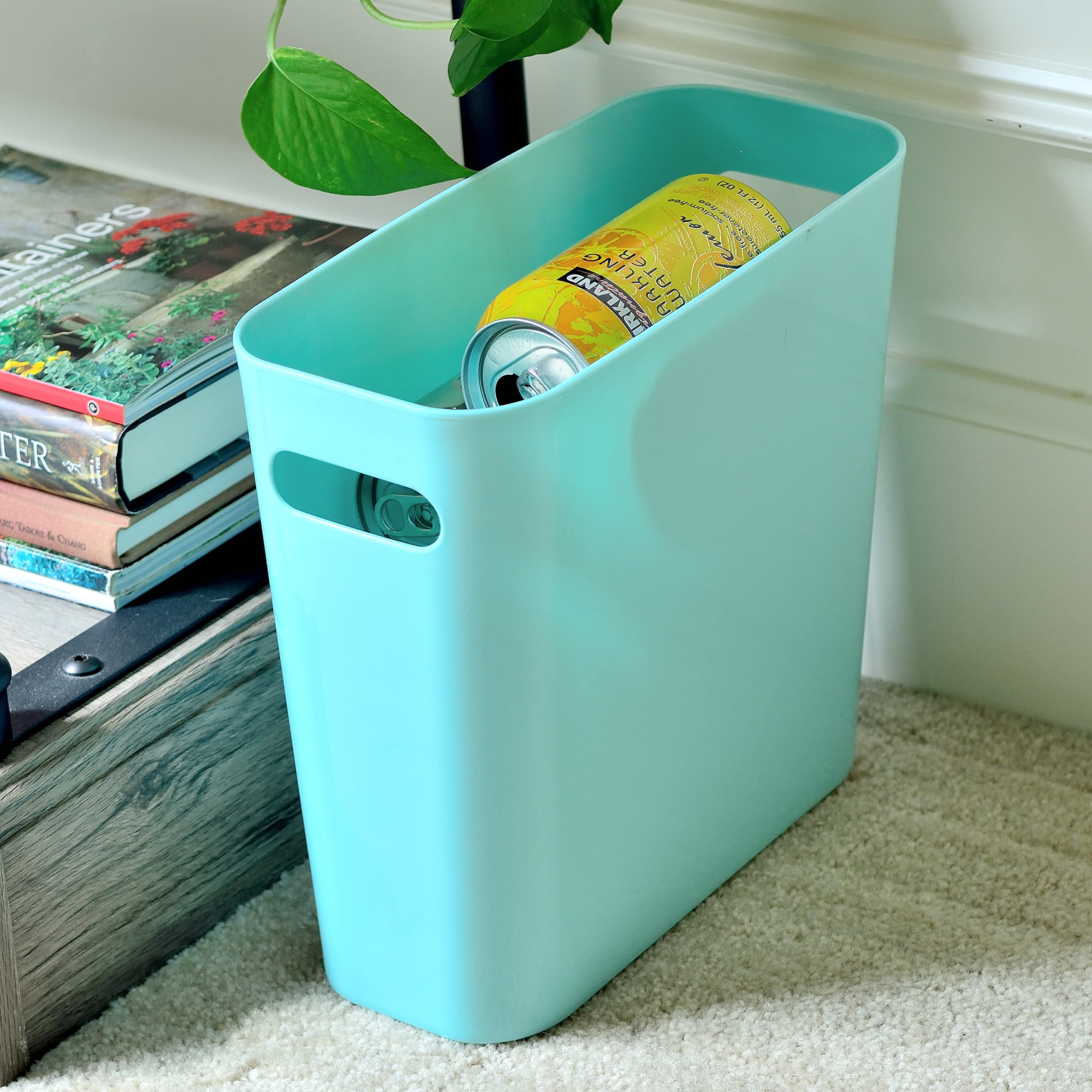 Youngever 1.5 Gallon Slim Trash Can, Plastic Garbage Container Bin, Small Trash Bin with Handles for Home Office, Living Room, Study Room, Kitchen, Bathroom