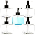 Youngever 5 Pack Clear Plastic Square Pump Bottles, Refillable Plastic Pump Bottles for Dispensing Lotions, Shampoos