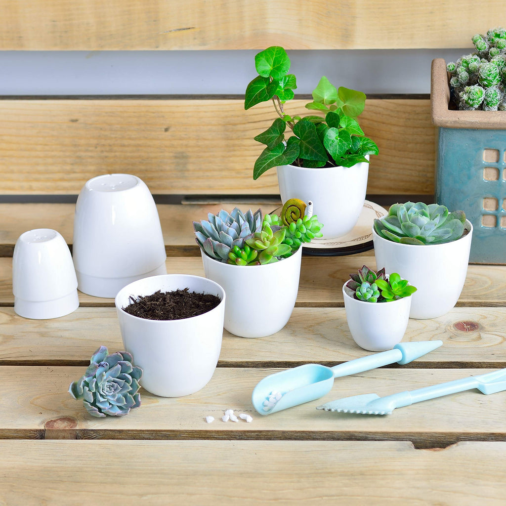 Youngever 24 Pack 2 Inch Mini Plastic Planters, Indoor Flower Plant Pots, White Gardening Pot with Drainage - NO Plant Included