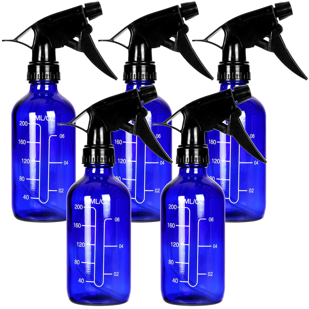 Youngever 5 Pack 8 Ounce Empty Glass Spray Bottles with Measurements, Spray Bottles for Hair and Cleaning Solutions