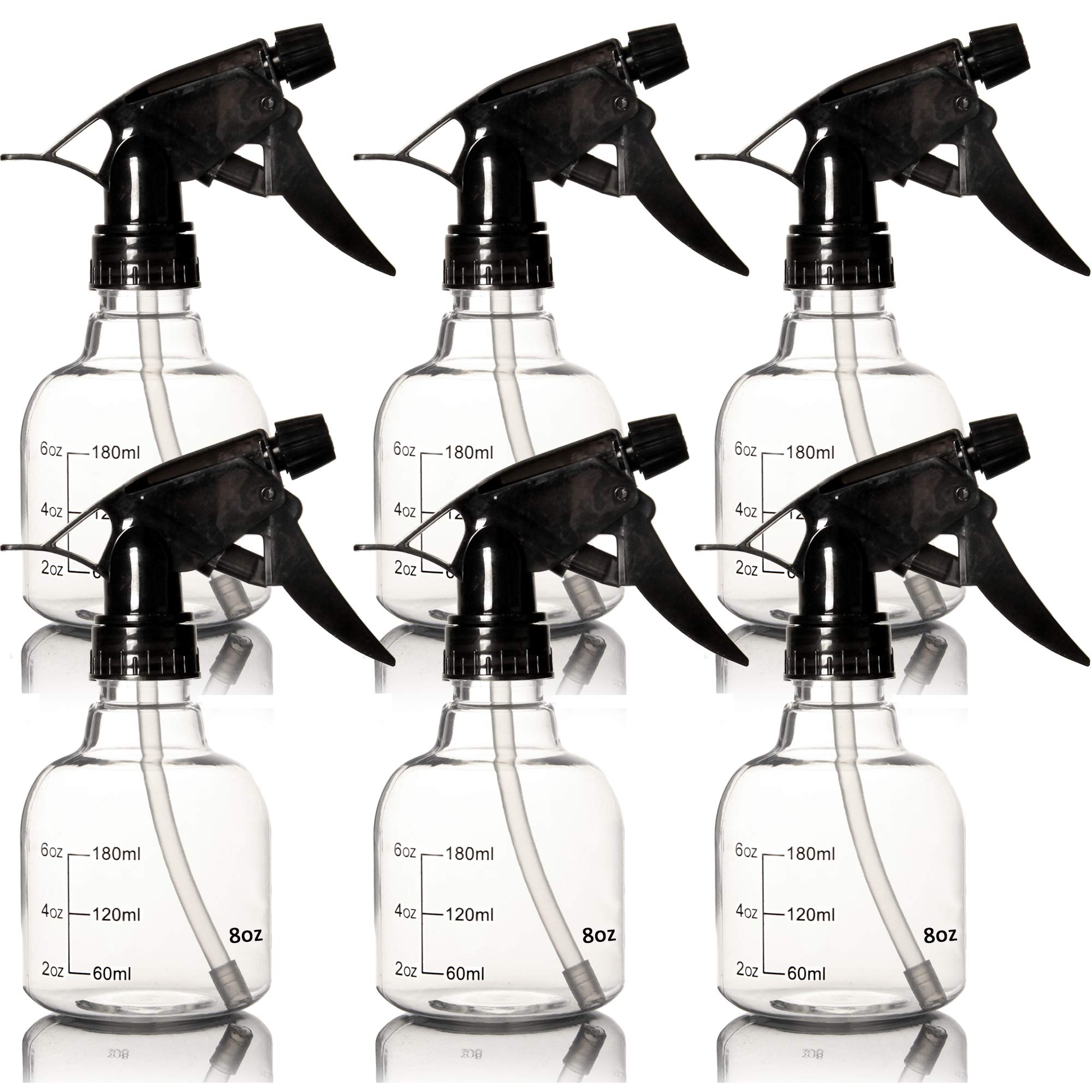 Youngever 6 Pack Empty Plastic Spray Bottles, Spray Bottles for Hair and Cleaning Solutions in 3 Colors