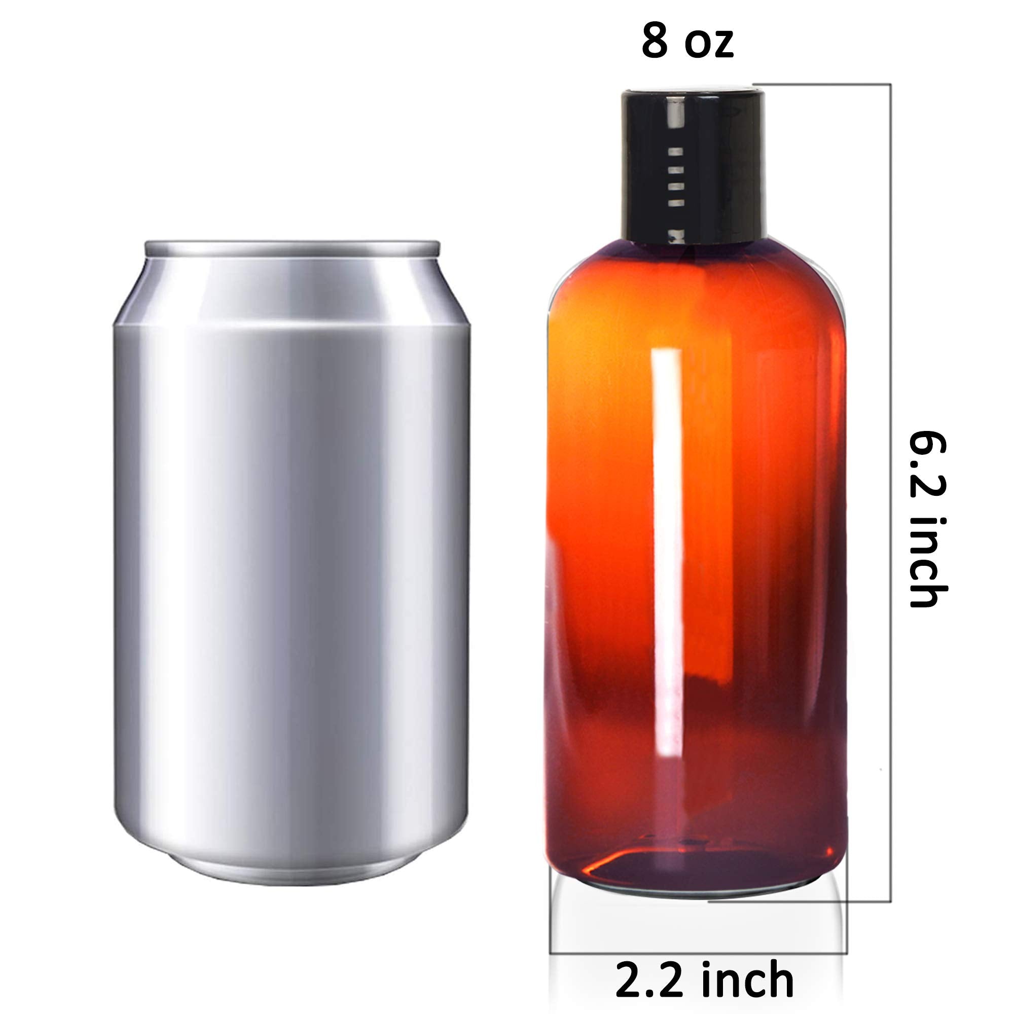 Youngever 10 Pack Plastic Empty Bottles with Disc Cap 8 Ounce, Refillable Cosmetic Bottles, Squeeze Containers for Shampoo, Liquid Body Soap, Lotion, Cream