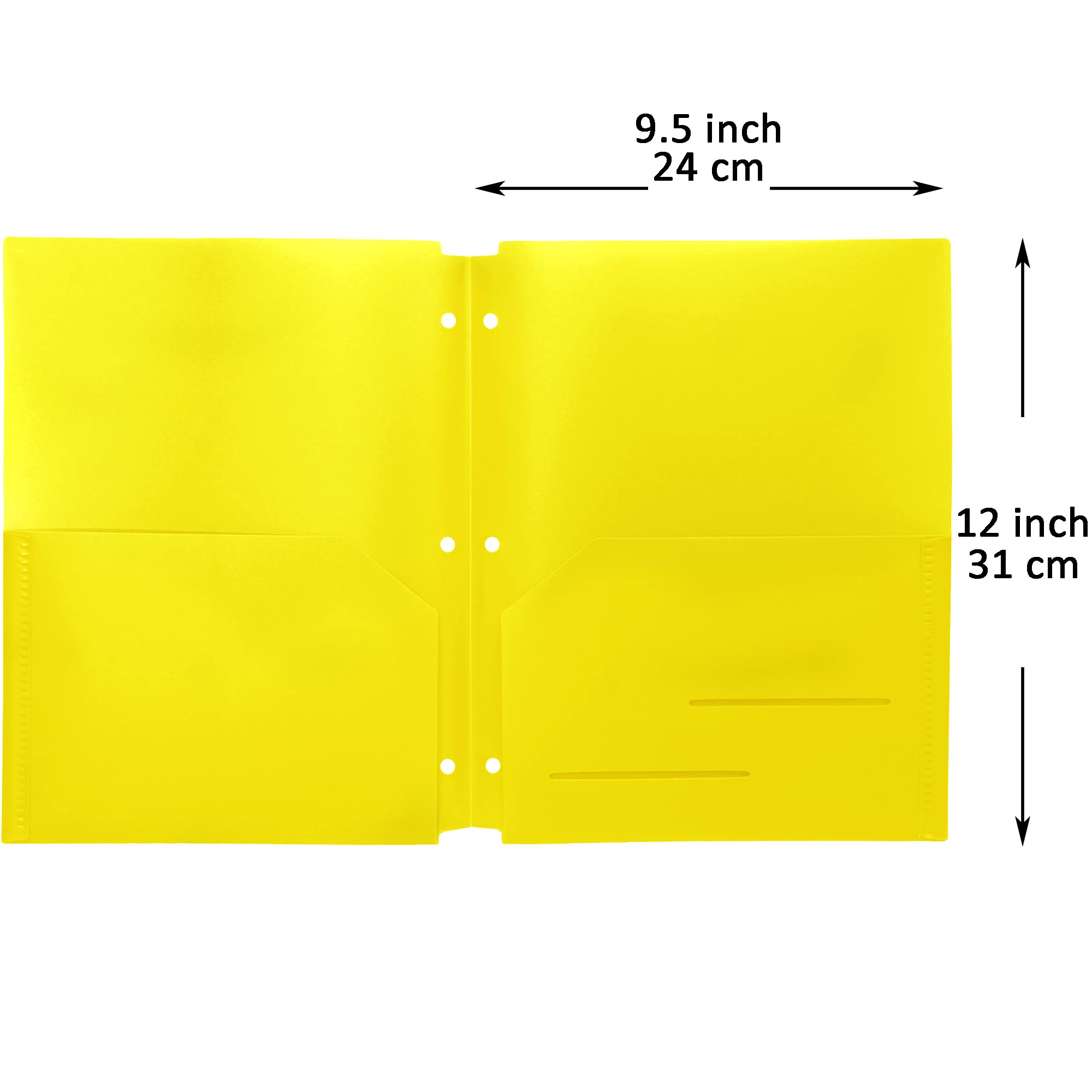 Youngever 6 Pack Heavy Duty Plastic Two Pocket Folders, Binder Dividers with Pocket, 3 Hole Punch Folder with Notches, Binder Folders
