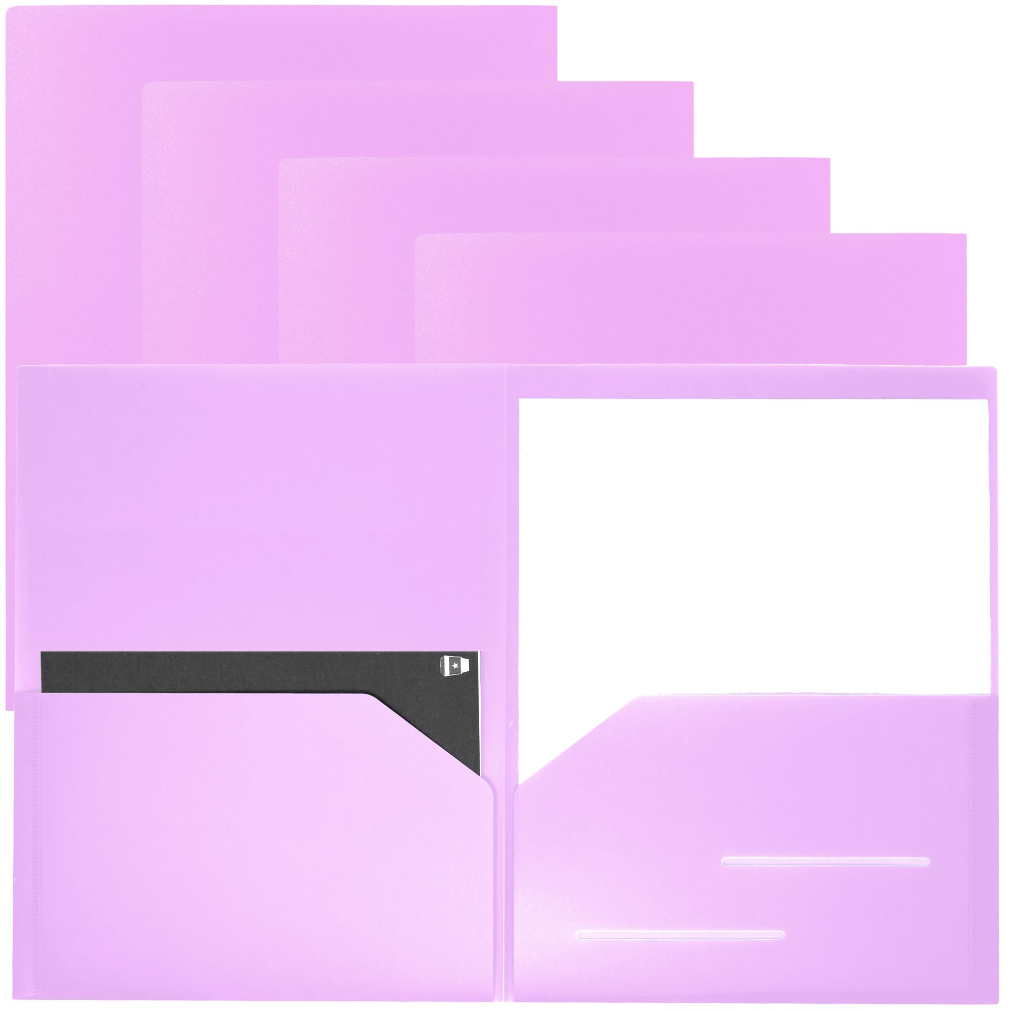 Youngever 6 Pack Heavy Duty Plastic Two Pocket Folders, Heavy Duty Plastic 2 Pocket Folder